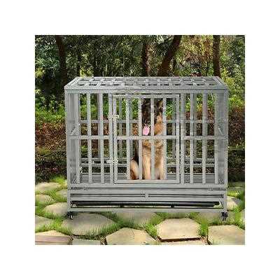 SMONTER Heavy Duty I Shape Dog Crate, Silver, 38-in