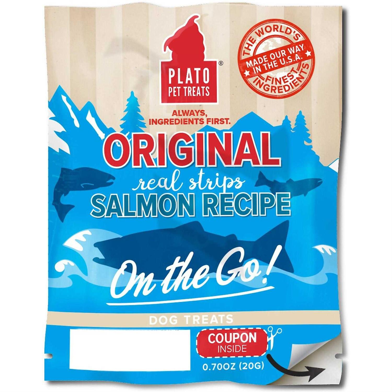 Plato On The Go! Real Strips Salmon Recipe Dog Treats