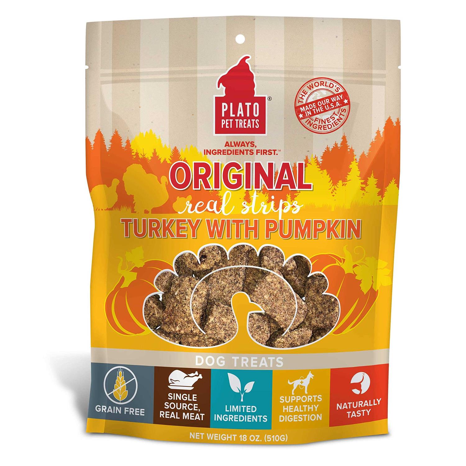 Plato Real Strips Turkey Dog Treats