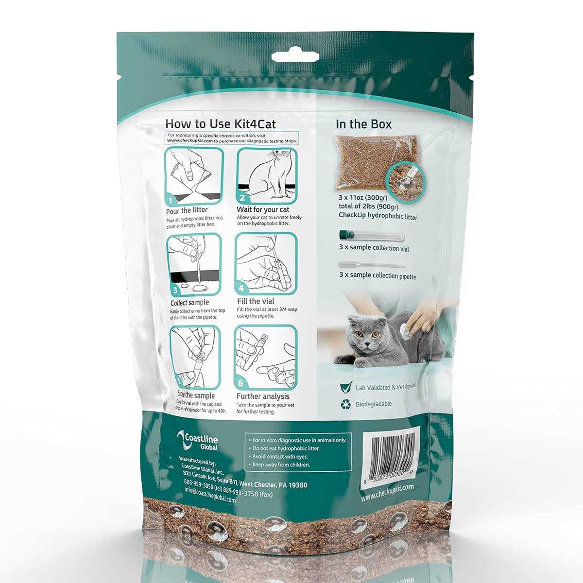 Kit4Cat 2lb Hydrophobic Litter Sand Cat Urine Sample Collection Kit