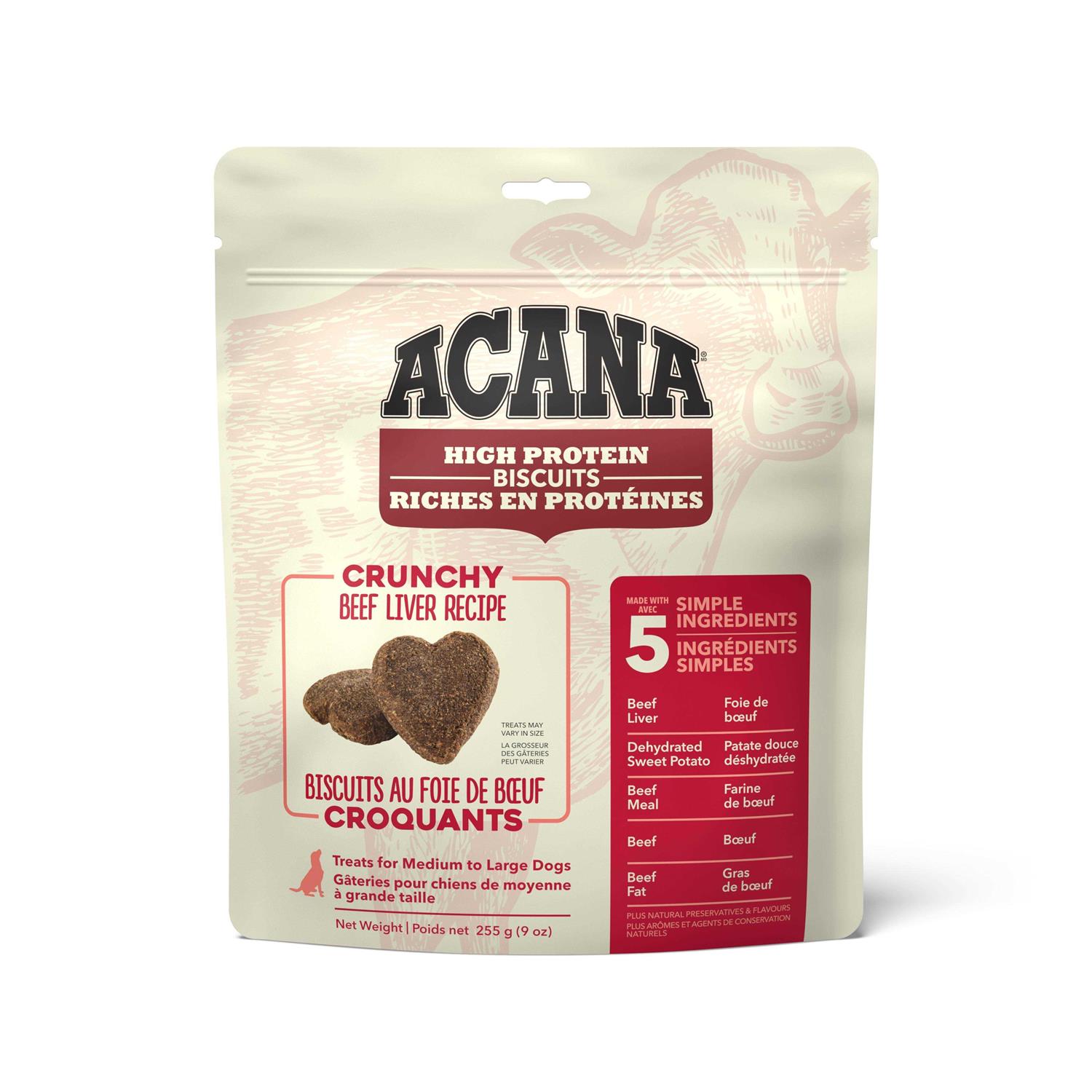 Acana Crunchy Biscuits High-Protein Beef Liver Recipe Dog Treats