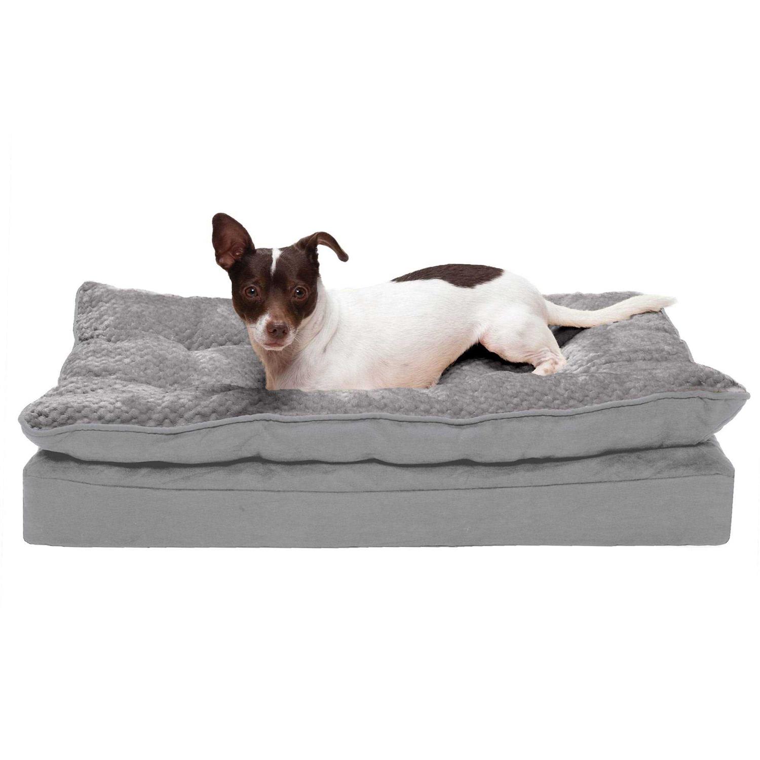 FurHaven Mink Fur & Suede Pillow-Top Orthopedic Dog Bed