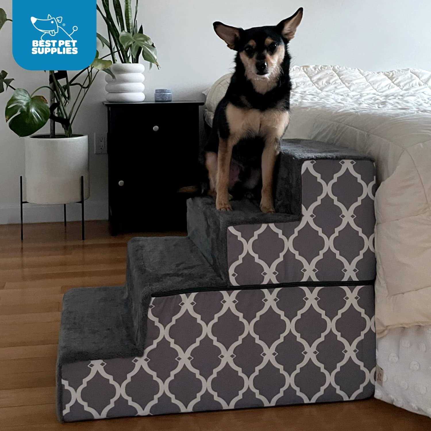 Foldable Pet Steps/Stairs with CertiPUR-US Certified Foam by Best Pet Supplies