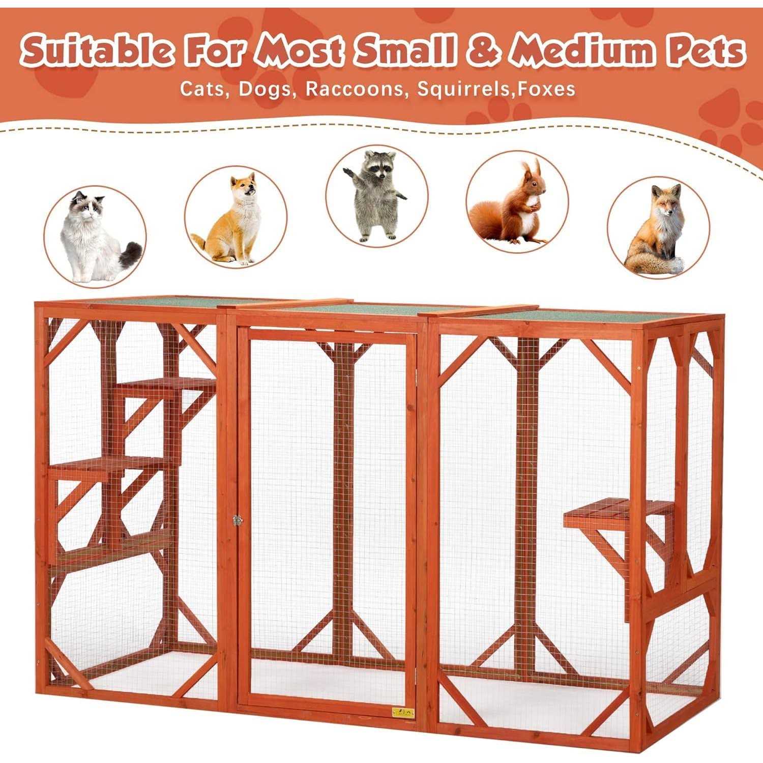 Cozivvovv Outdoor Cat Enclosures Wooden Catio Outdoor Cat Enclosure Weatherproof