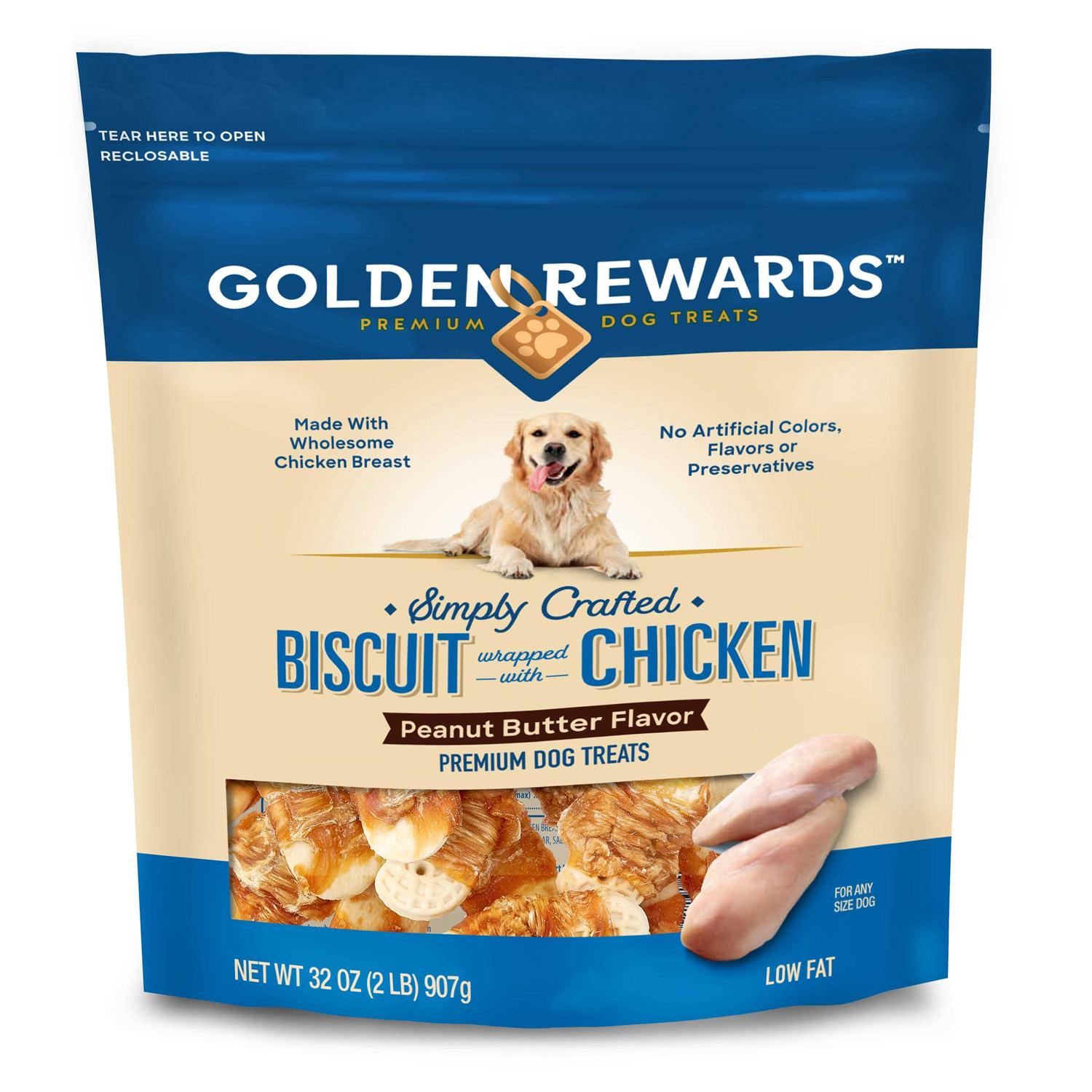 Golden Rewards Peanut Butter Flavor Biscuit Wrapped with Chicken Premium Dog Treats