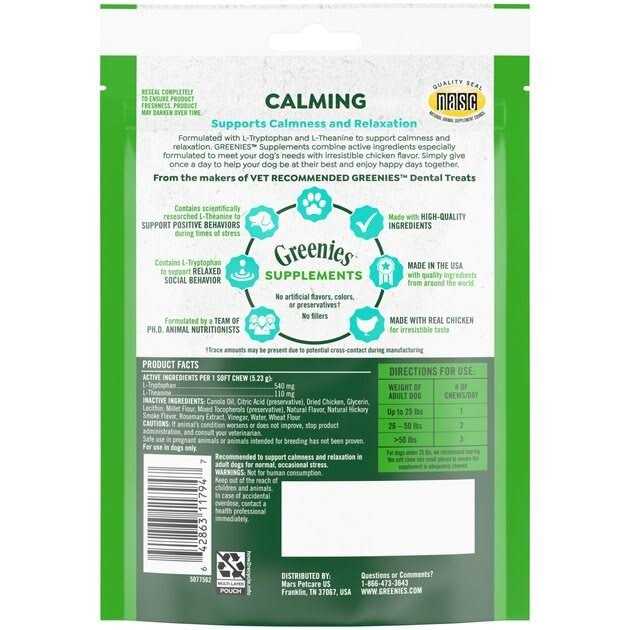 Greenies Supplements Calming Chews for Dogs Chicken Flavor