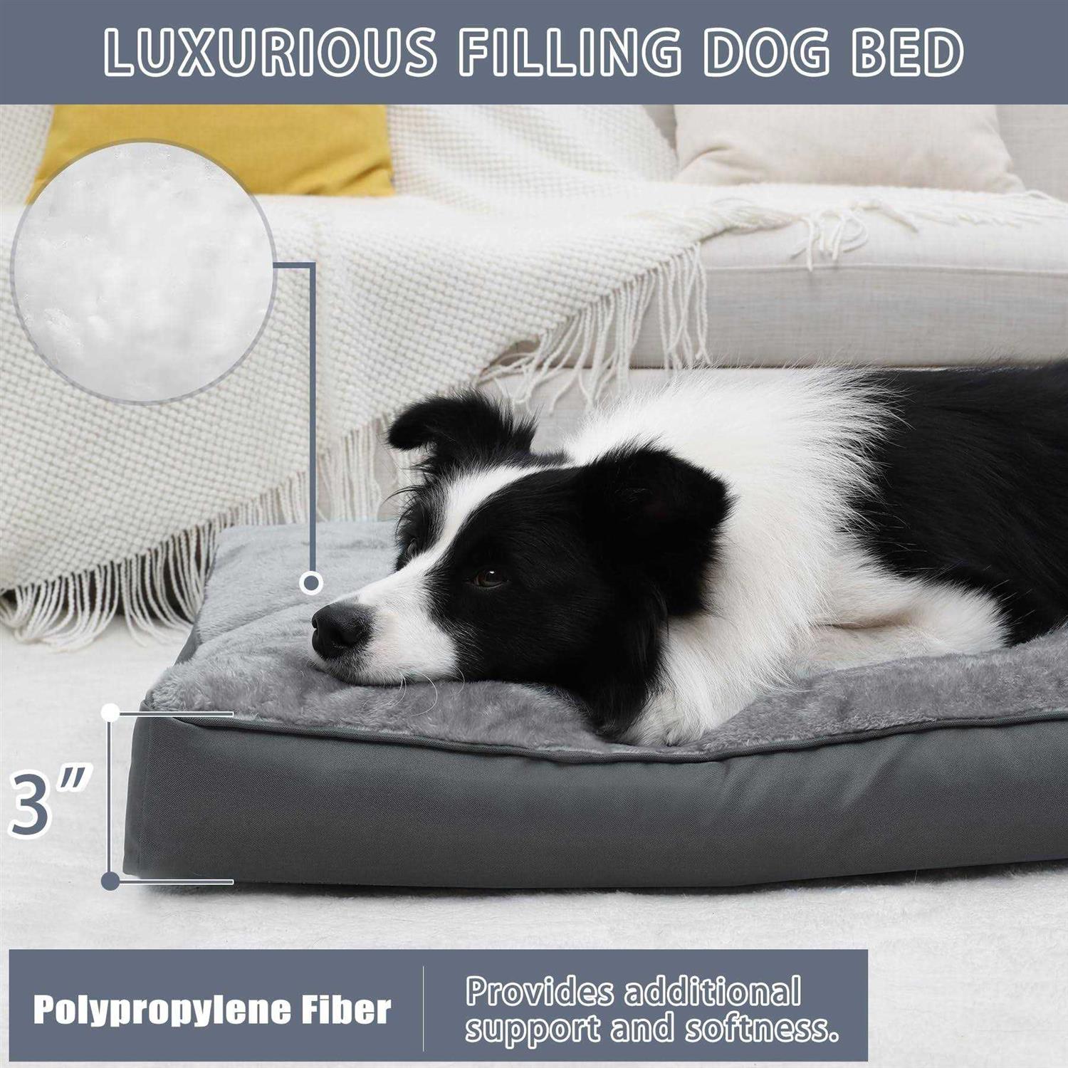 NUPIDA Dog Bed Waterproof Deluxe Plush Dog Beds with Removable Washable Cover Anti-Slip Bottom Pet Sleeping Mattress for Large