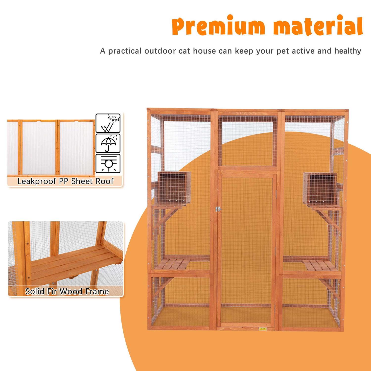 Coziwow Large Wooden Cat House Catio Enclosure