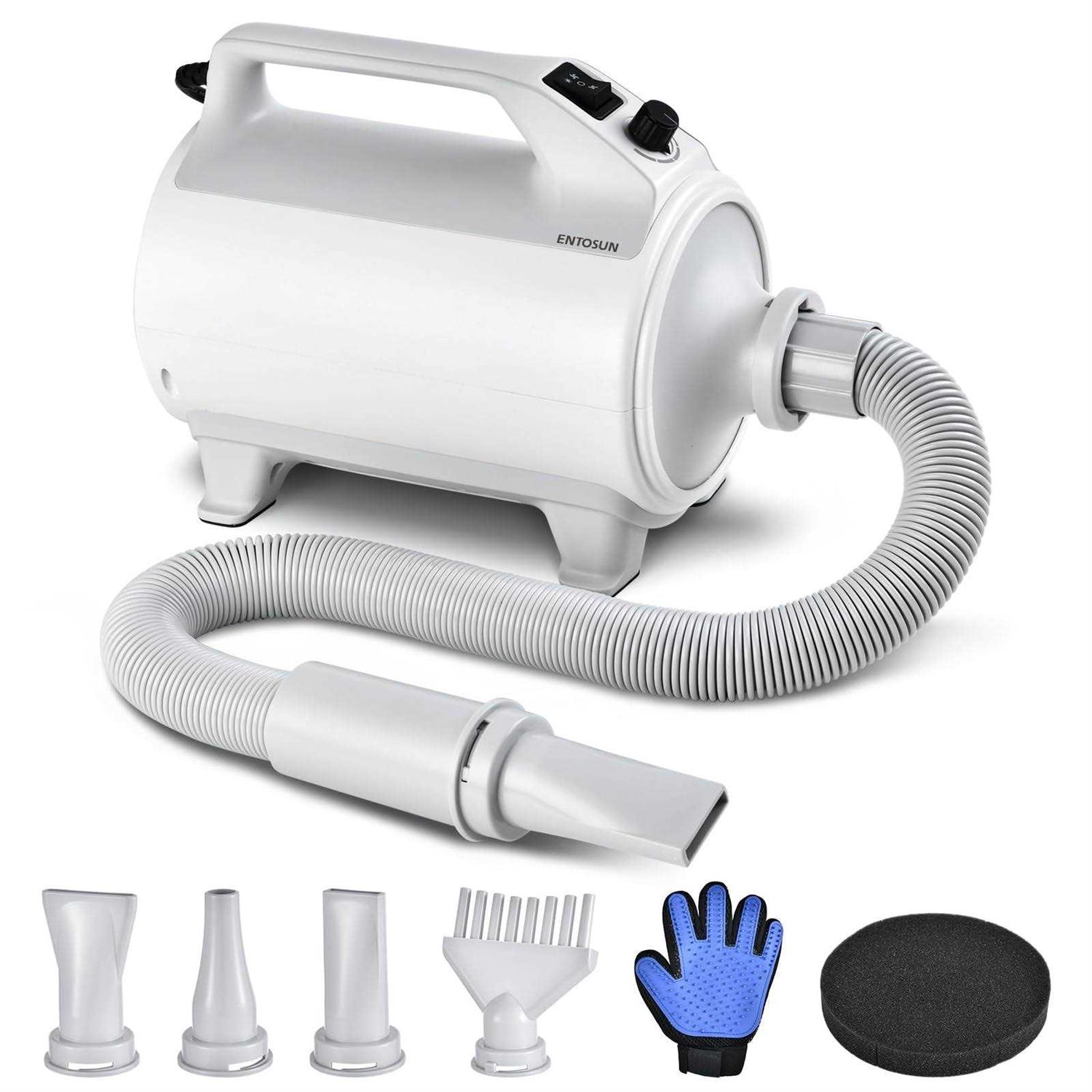 Entosun Dog Dryer, Pet Hair Dryer, 4.3hp/2800W Adjustable Speed and Temperature