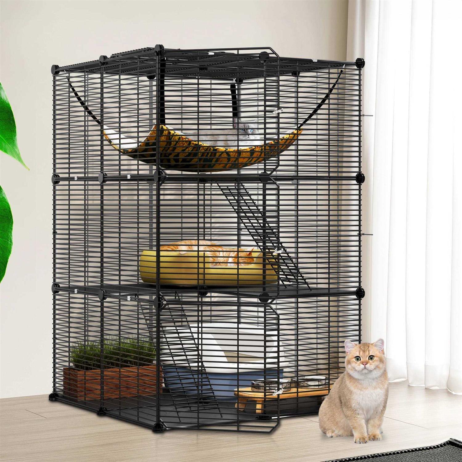 Dextrus Cat Cage Cat Enclosures Cat Kennel with Extra Large Hammock for 1-2 Cats