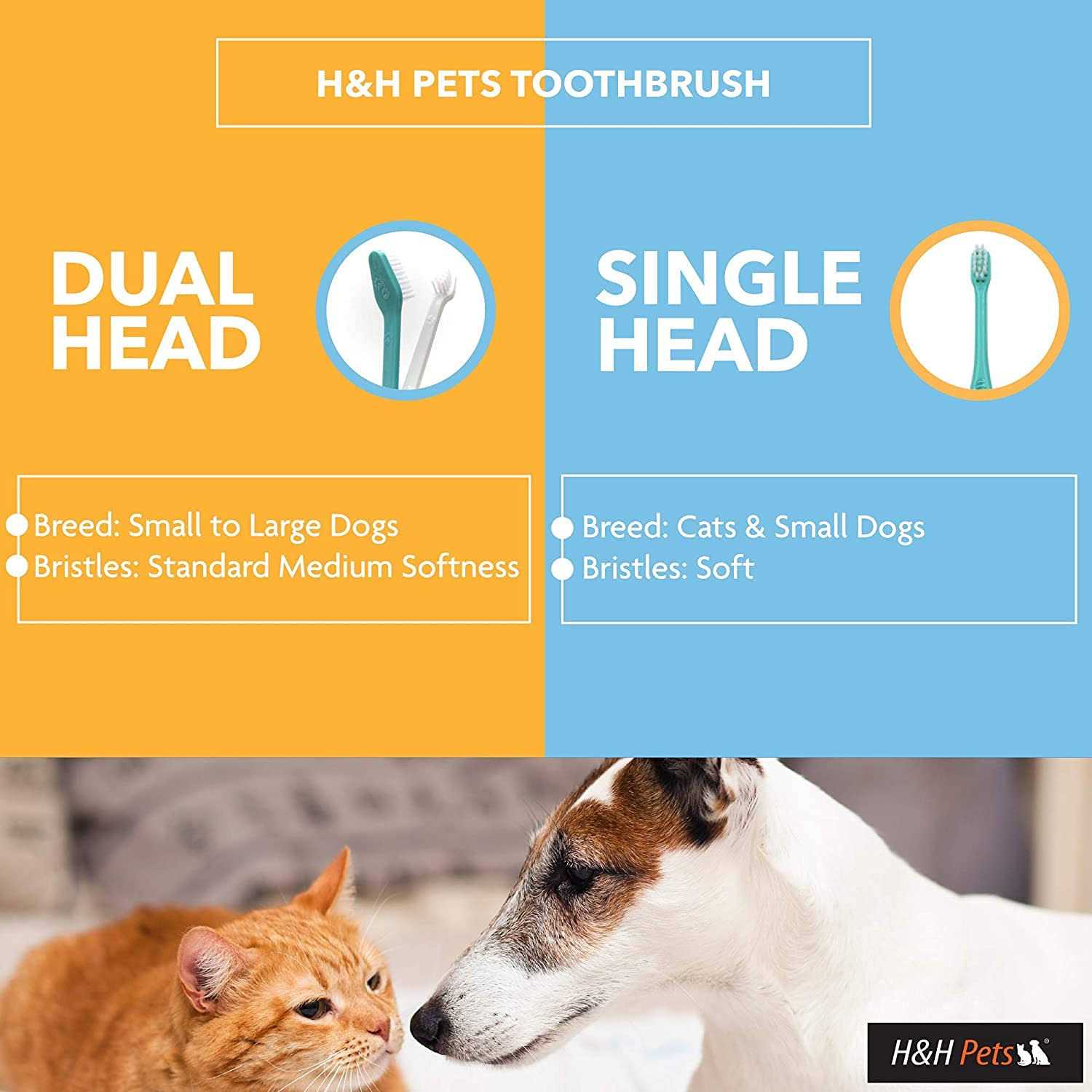 H&H Pets Dog Toothbrushes from Large to Small Best Professional Dog Cat Toothbrush Series with Many Design & Size