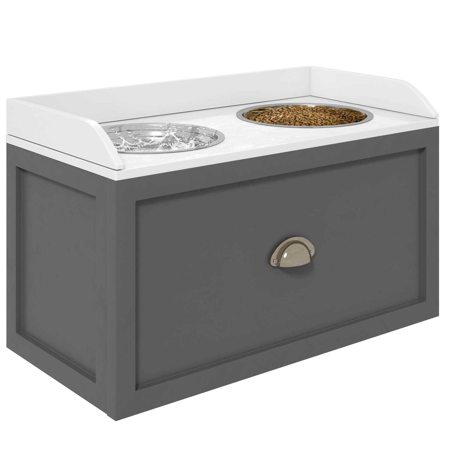 PawHut Large Elevated Dog Bowls with Storage Drawer