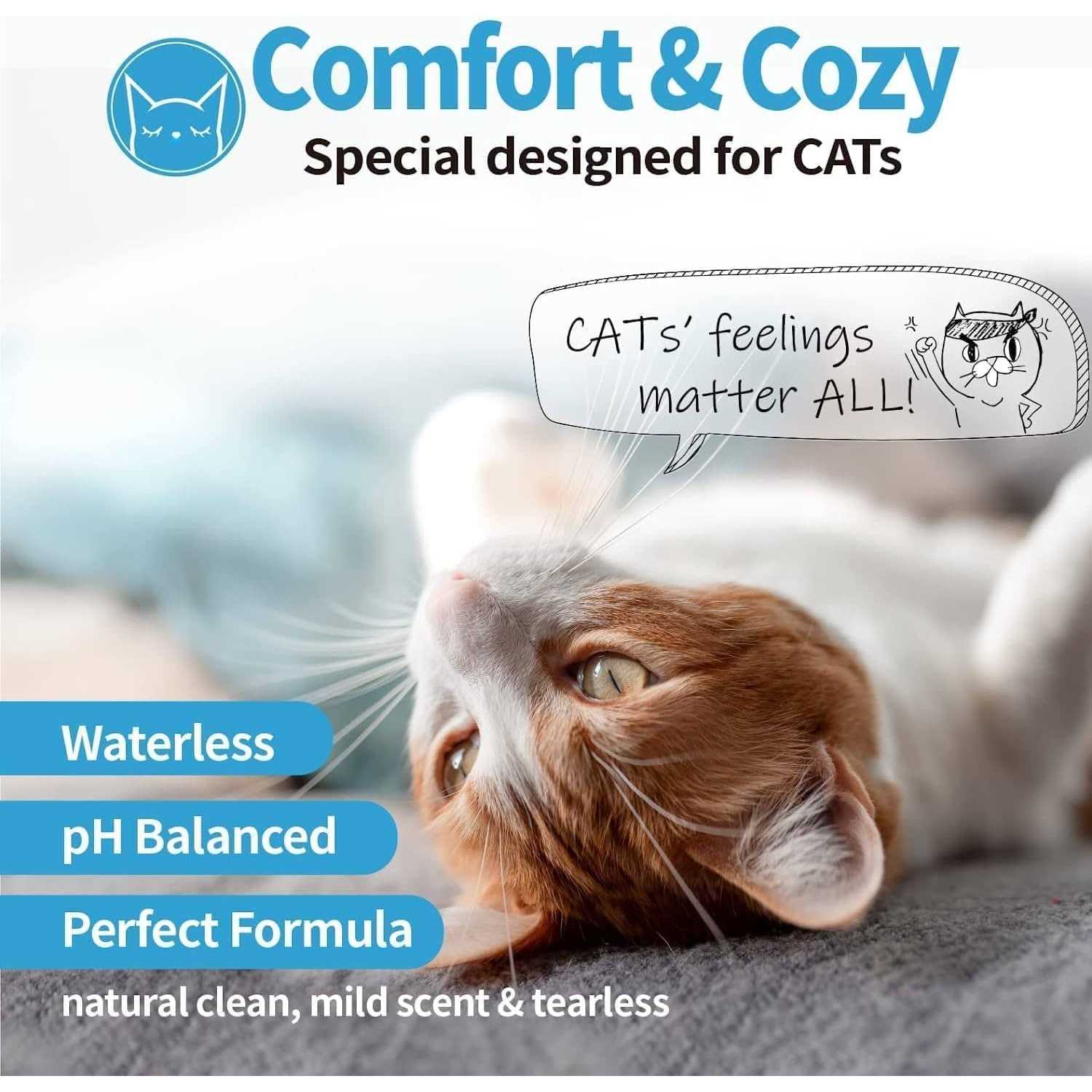 Mooncat Waterless Cat Shampoo+Cat Brush Licking Safe Dry Shampoo for Cats