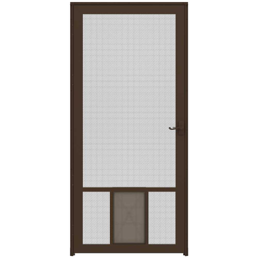 LARSON Pet Breeze 32-in x 81-in Brown Aluminum Hinged Screen Door