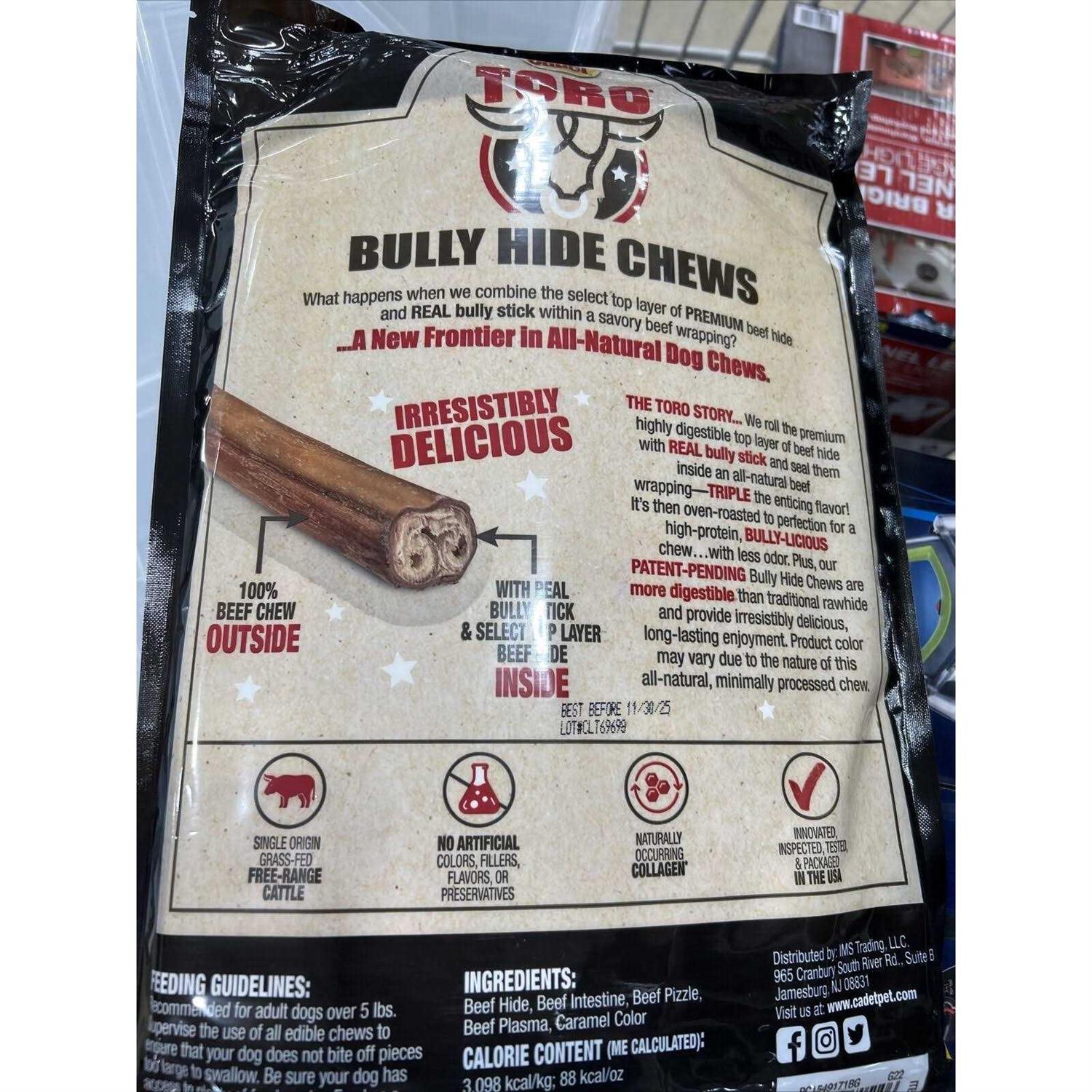 Cadet Toro Bully Hide Sticks All-Natural Dog Chews