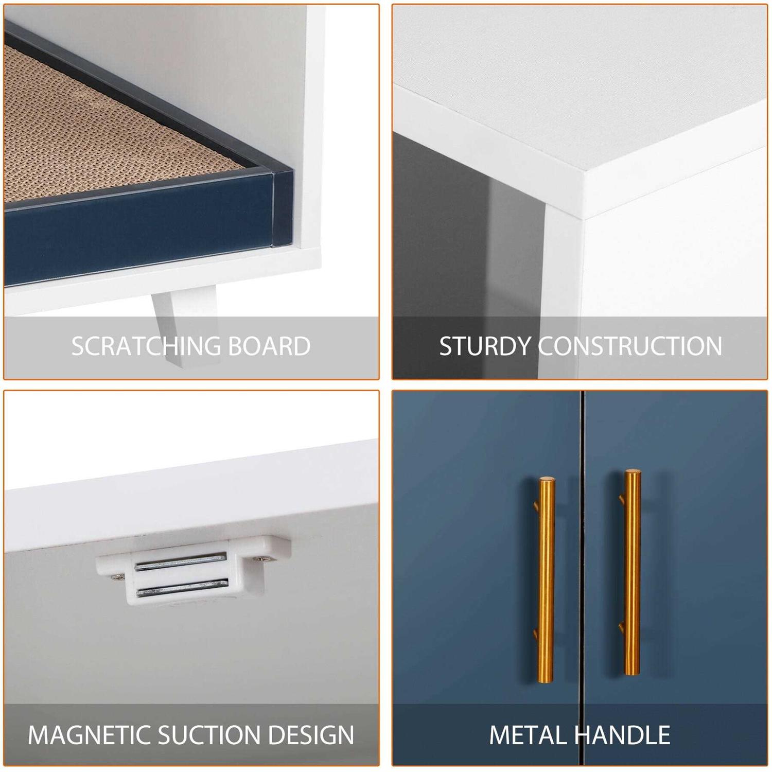 Homgarden 35.8”l x 20”W Cat Hidden Washroom Pet Litter Box Enclosure House W/Scratch Pad