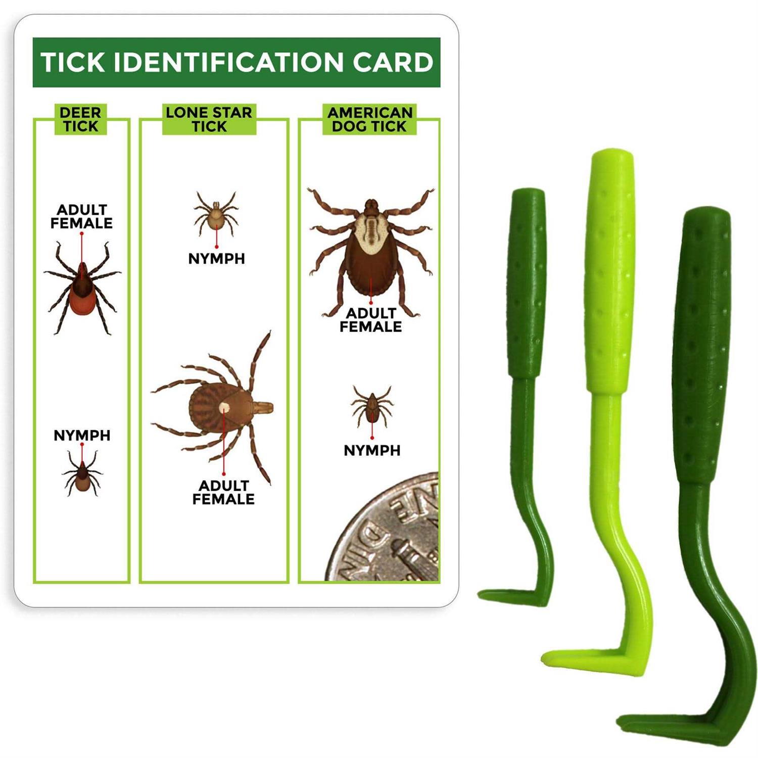 TickCheck Tick Remover Value 3 Pack Tick Remover Tools + Tick Identification Card