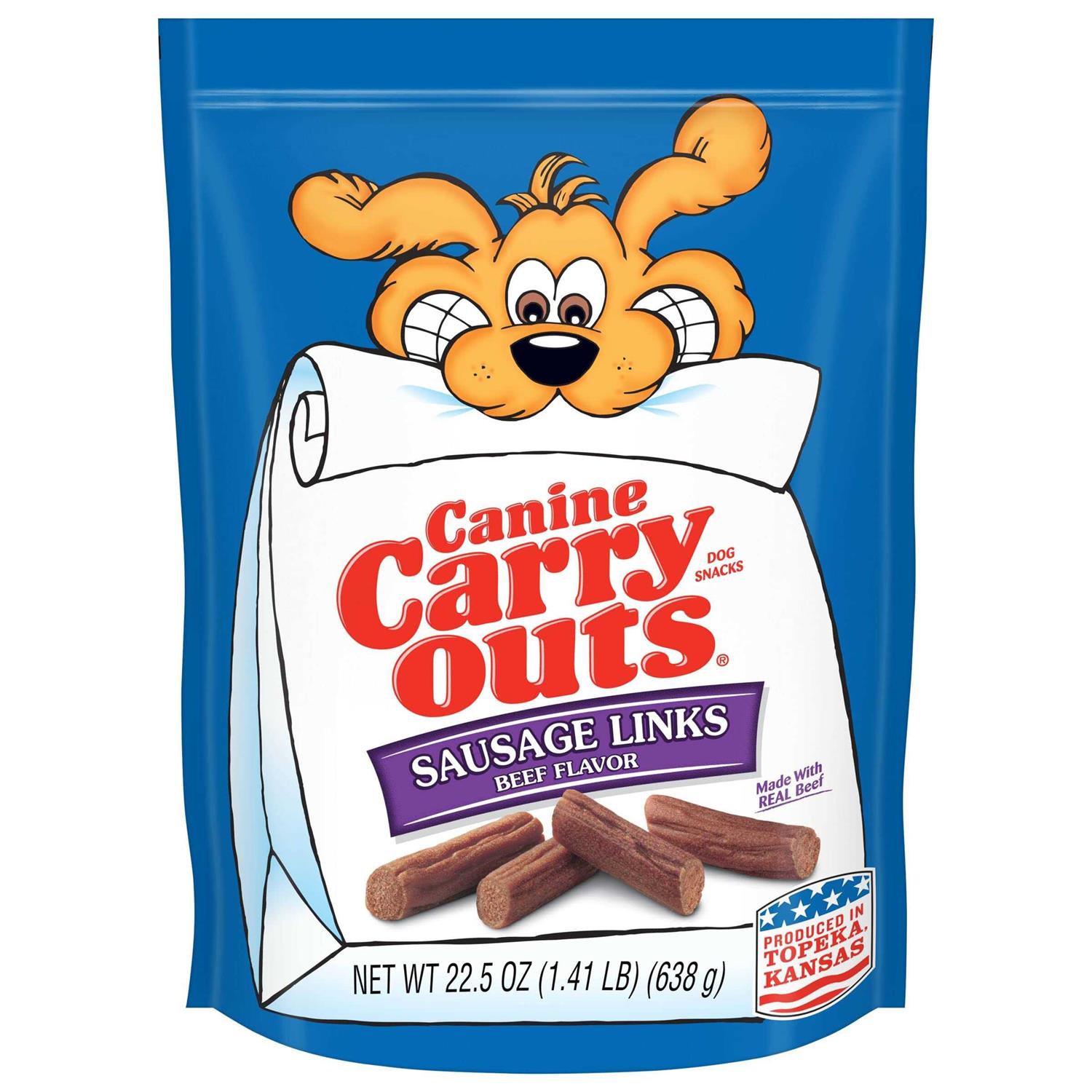 Canine Carry Outs Sausage Links Beef Flavor Dog