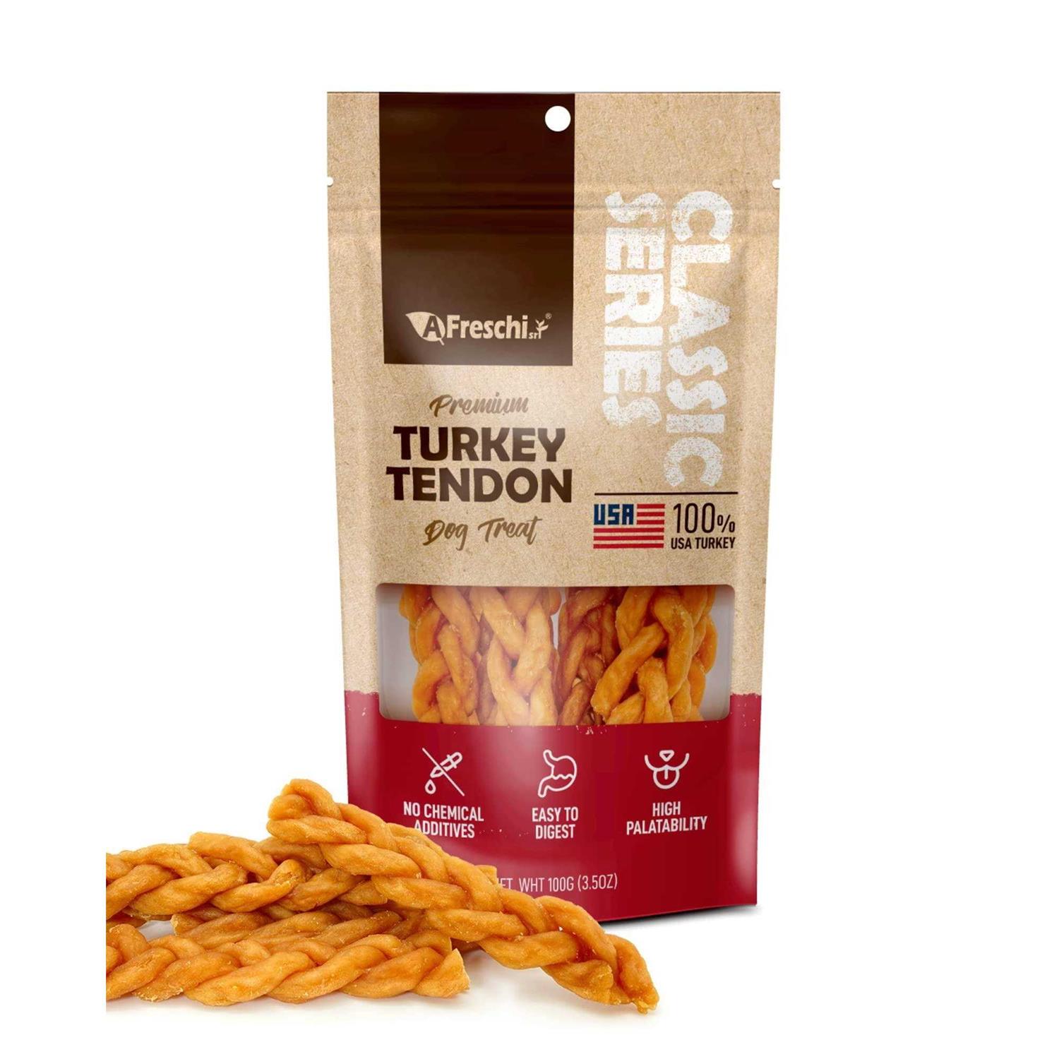 A Freschi srl Afreschi Turkey Tendon for Dogs Dog Treats Series All Natural Human Grade Dog Treat