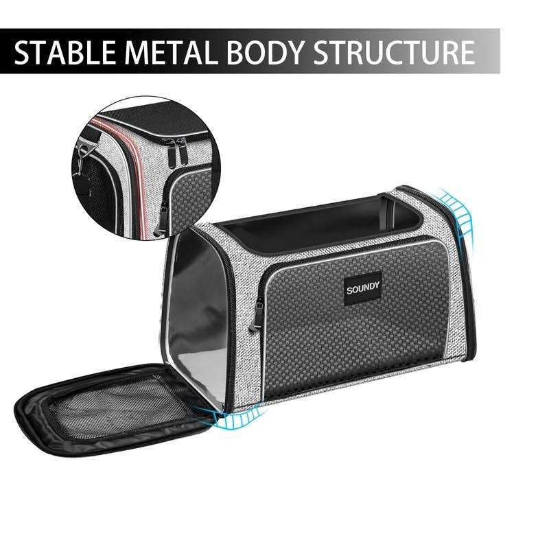 Soundy Dog Carrier Cat Carriers Airline Approved Pet Carrier for Small Medium Dogs Cats Puppies Collapsible Soft Sided Travel Puppy car