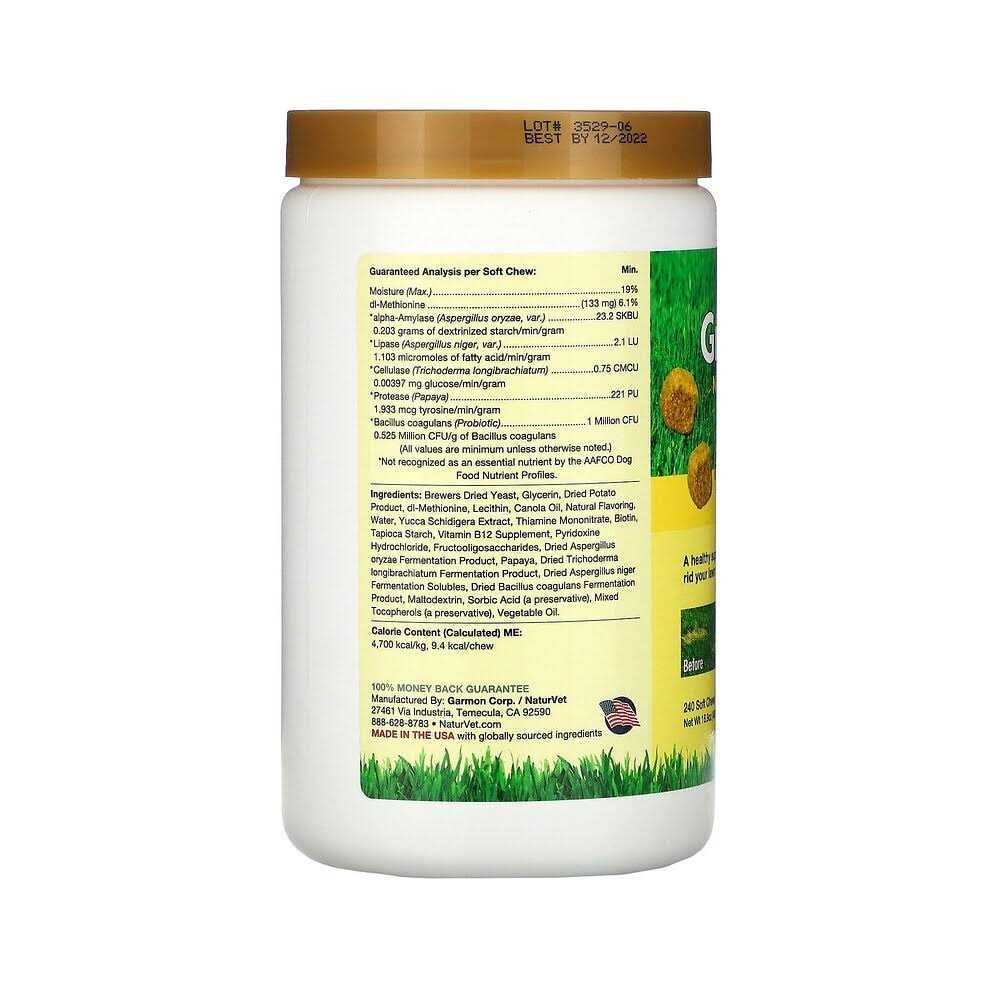 NaturVet GrassSaver Plus Enzymes for Dogs 240 Soft Chews