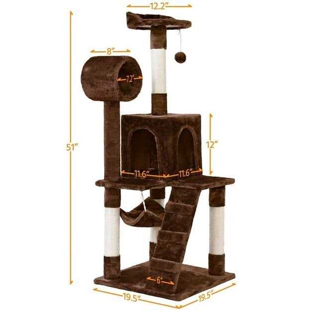 Yaheetech 51-in Plush Multi-Cat Kitten Tree & Condo
