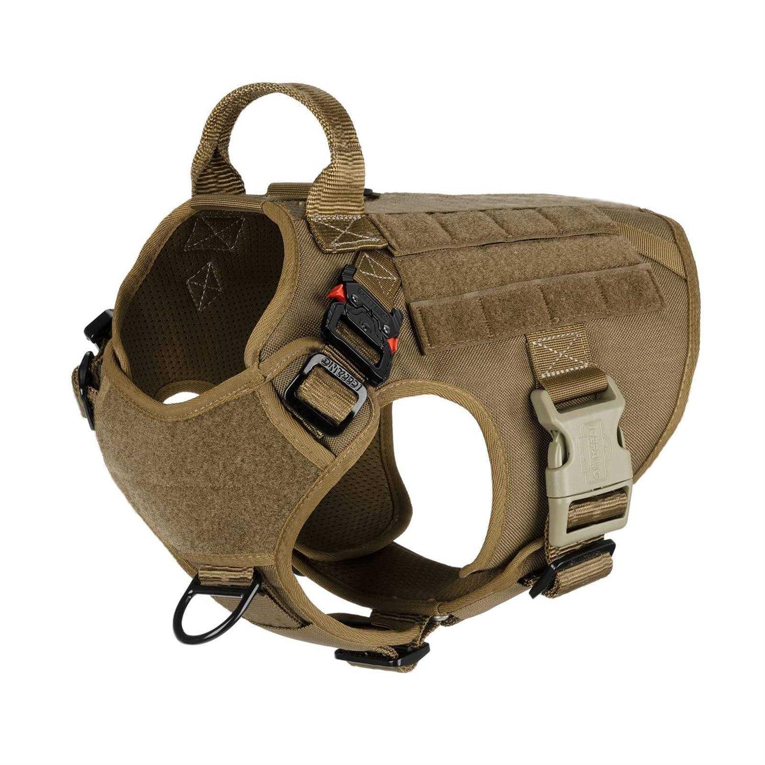 Icefang Tactical Dog Harness Size,2X Metal Buckle,Working Dog MOLLE Vest with Handle,No Pulling Front Leash Clip,Hook and Loop Panel