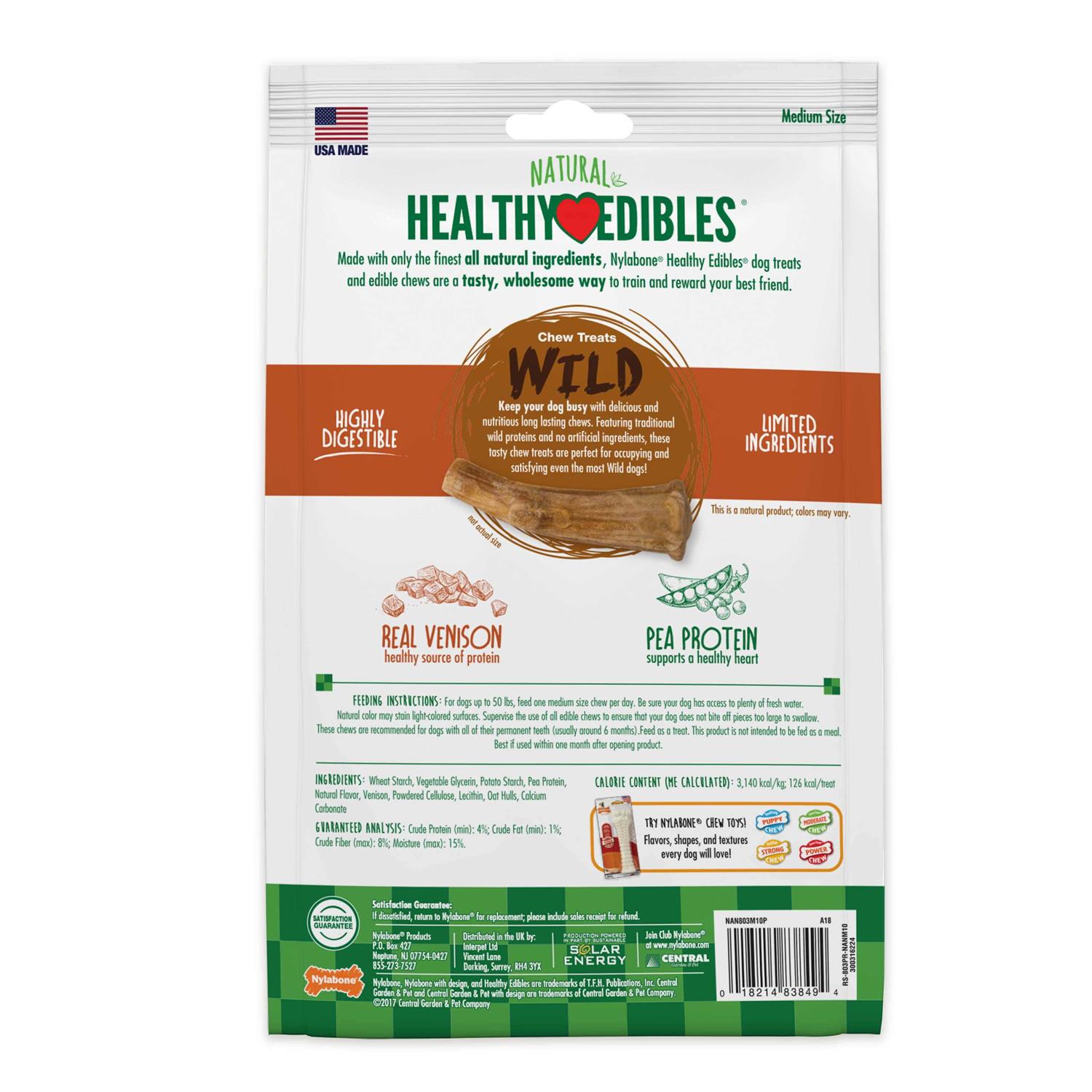 Nylabone Healthy Edibles Wild Antler Chews Venison