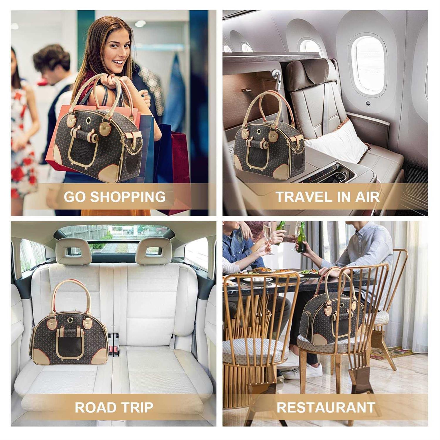 petpetssmart Fashion Dog Carrier Pu Leather Dog Handbag Dog Purse Cat Tote Bag Pet Cat Dog Hiking Bag