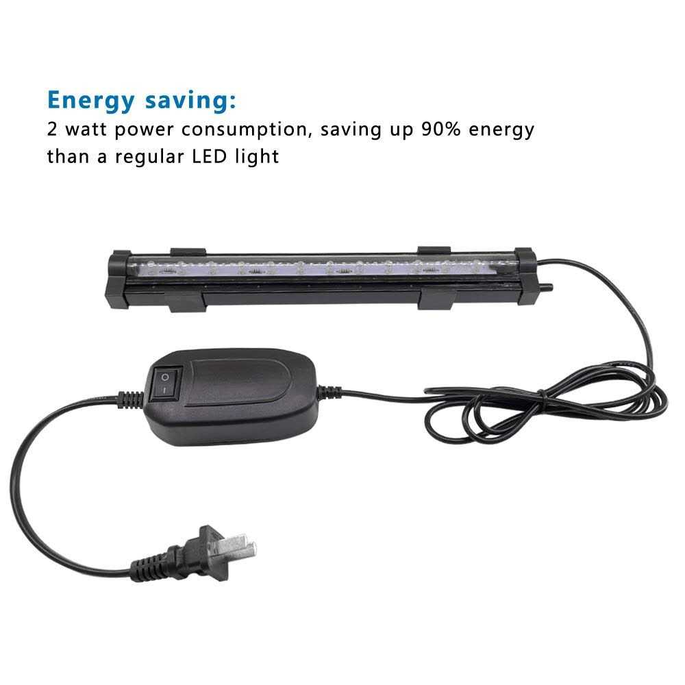 PULACO 2 Watt Aquarium Fish Tank Air Stone with Automatic Color Changing Led Light Pump