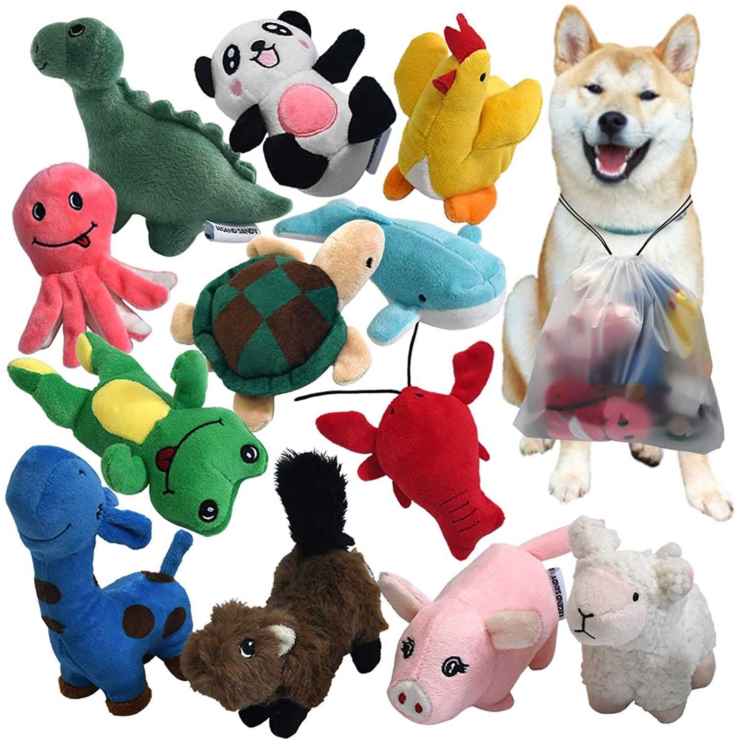 legend sandy Squeaky Plush Dog Toy Pack for Puppy Small Stuffed Puppy Chew Toys 12 Dog Toys Bulk with Squeakers