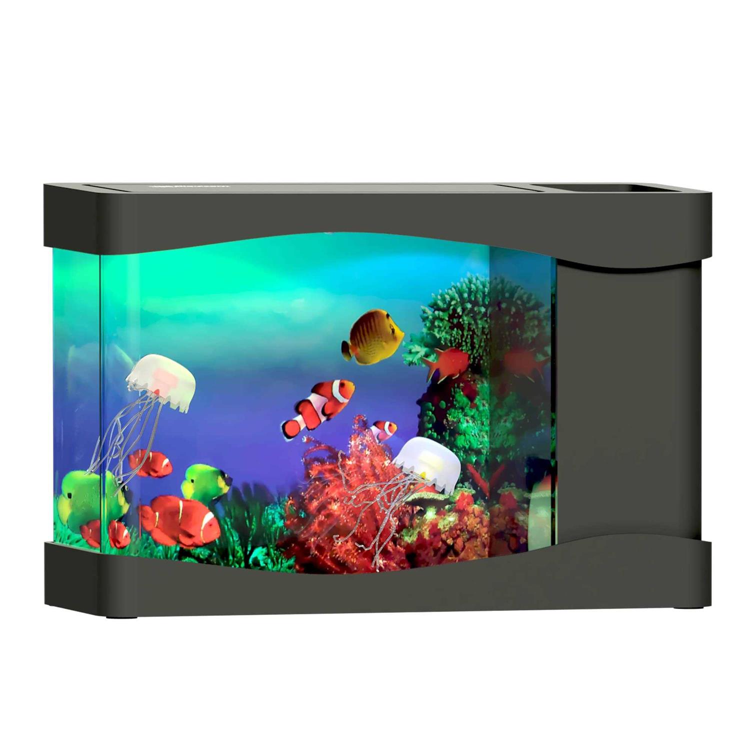 Playlearn USA Playlearn Mini Jellyfish Aquarium Artificial Fish Tank with Moving Fish USB/Battery Powered