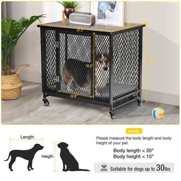 Aivituvin Dog Crate Furniture Side End Table with Tray AIR79