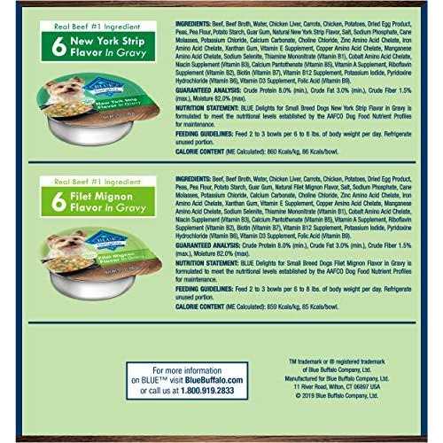 Blue Buffalo Delights Small Breed Wet Dog Food Filet Mignon & NY Strip Flavor Variety Pack