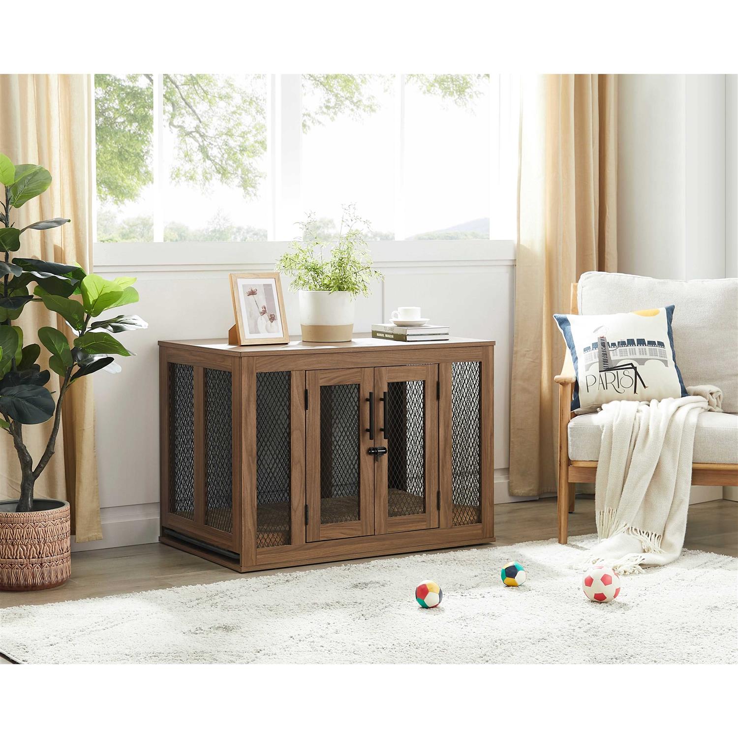 Unipaws Furniture Style Dog Crate with Tray