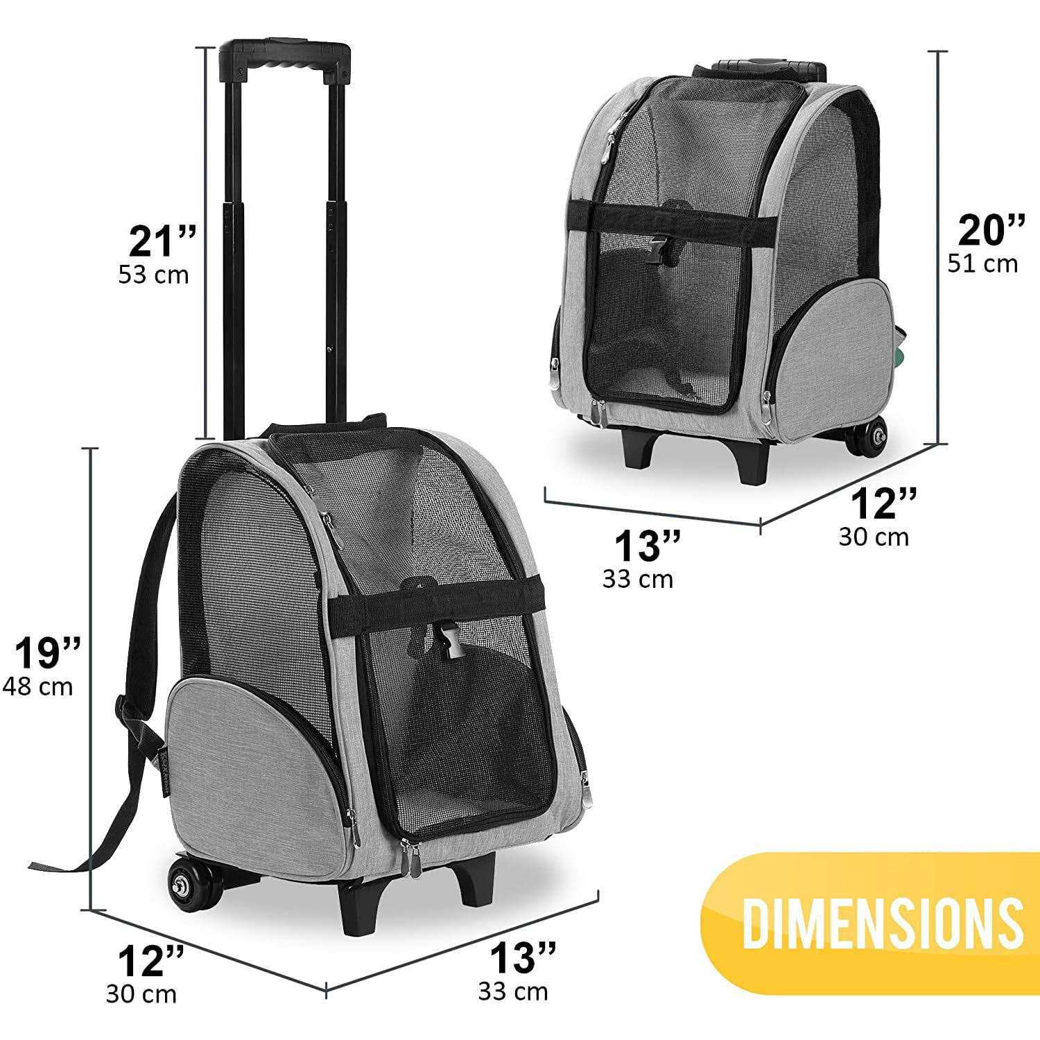 Kopeks Deluxe Backpack Pet Travel Carrier with Double Wheels