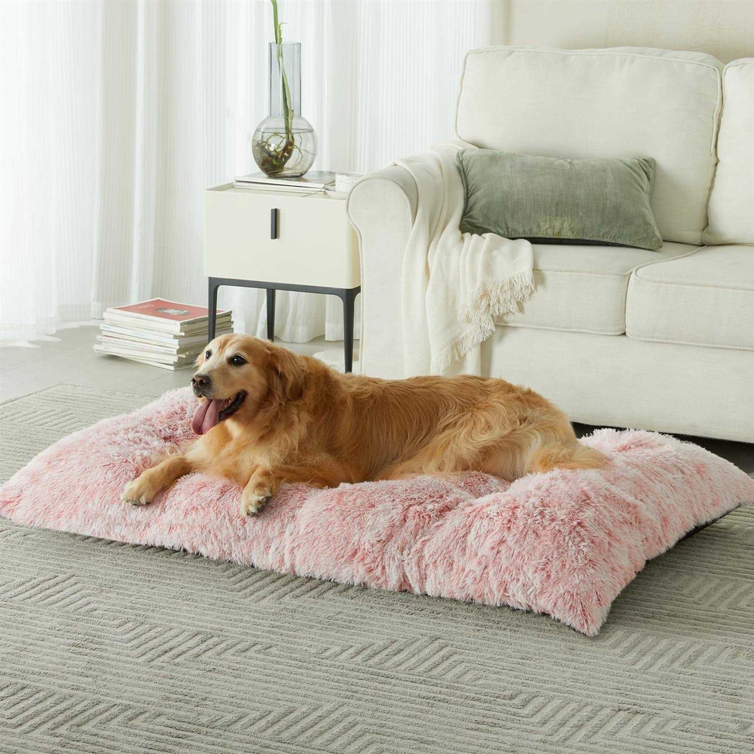 BFPETHOME Dog Beds for Large Dogs Plush Dog Crate Bed Fluffy Cozy Kennel Pad for Sleeping &Ease Anxiety