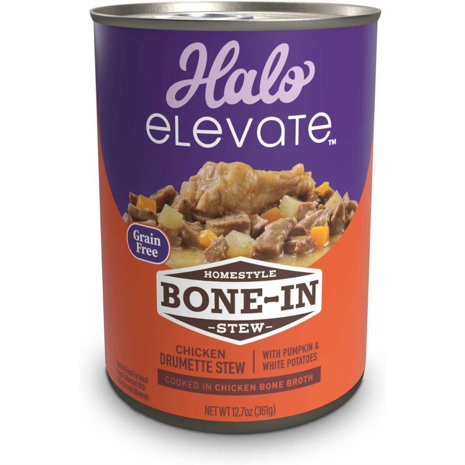 Halo Elevate Dog Homestyle Bone-In Grain Free Chicken Stew Potatoes Wet Food