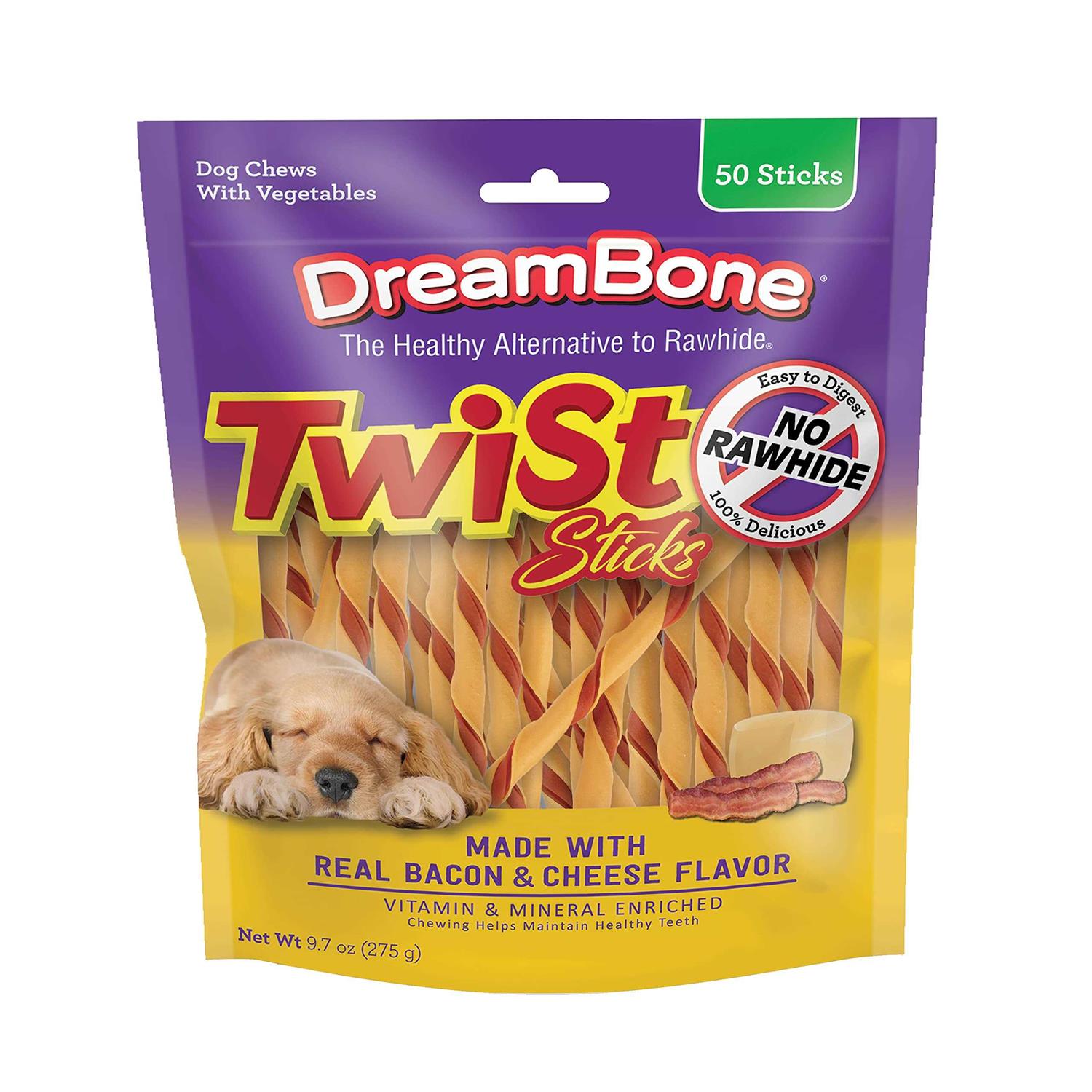 Dreambone Twist Sticks Bacon & Cheese Chews Dog Treats