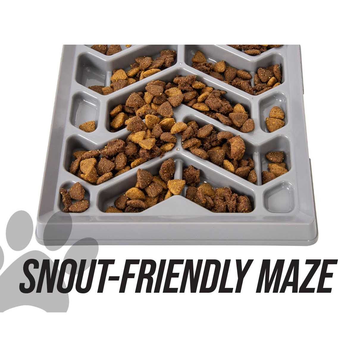 Leashboss Flat Face Feeder Tilted Slow Feed Bowl for Short Snout Dogs & Cats