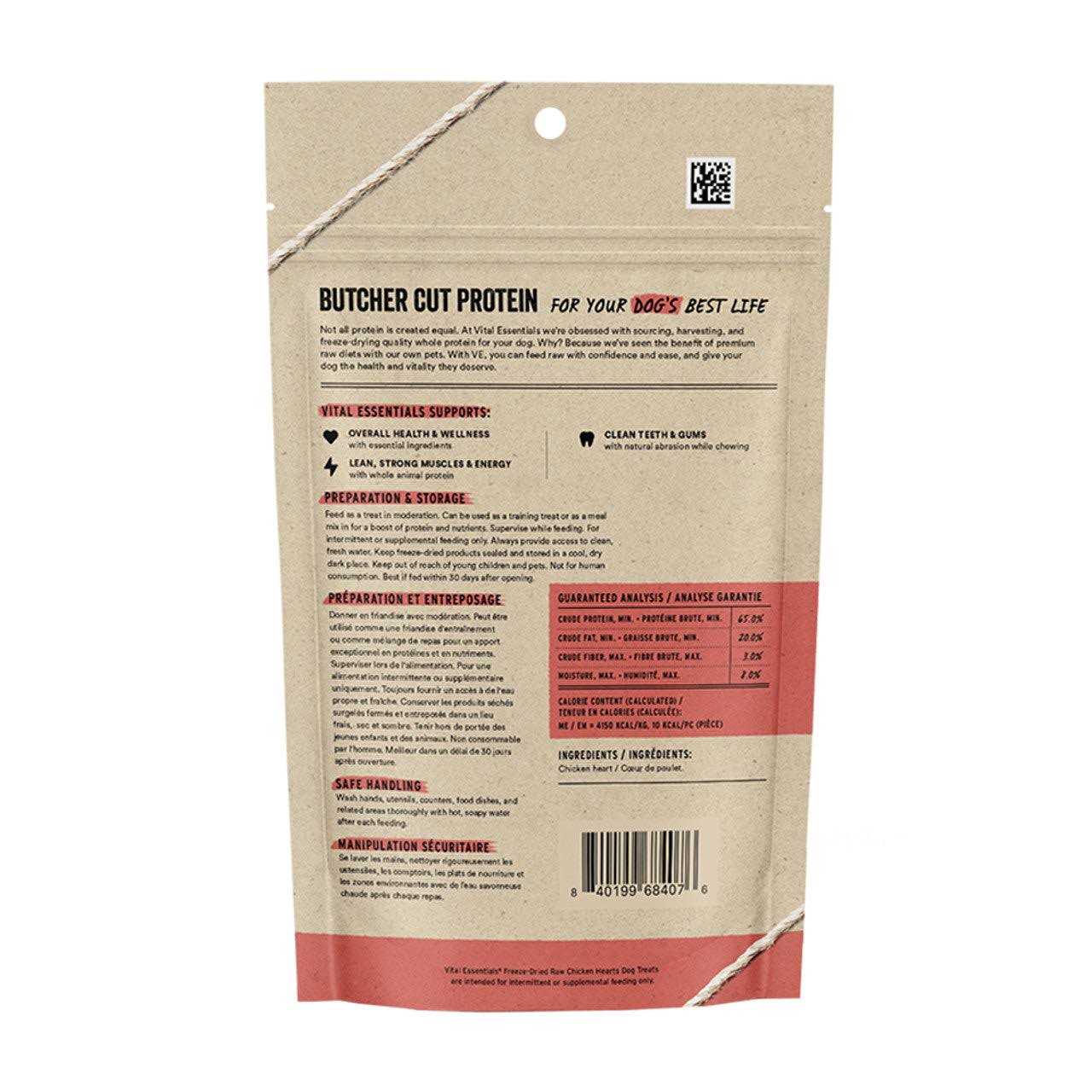 Vital Essentials Freeze Dried Chicken Hearts Dog Treats