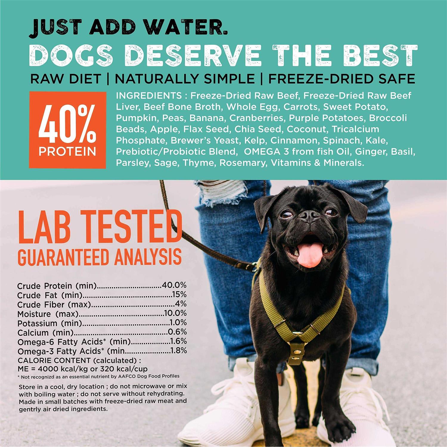 Nature’s Diet Simply Raw Freeze-Dried Raw Whole Food Meal Makes 18 Lbs Fresh Raw Food with Muscle