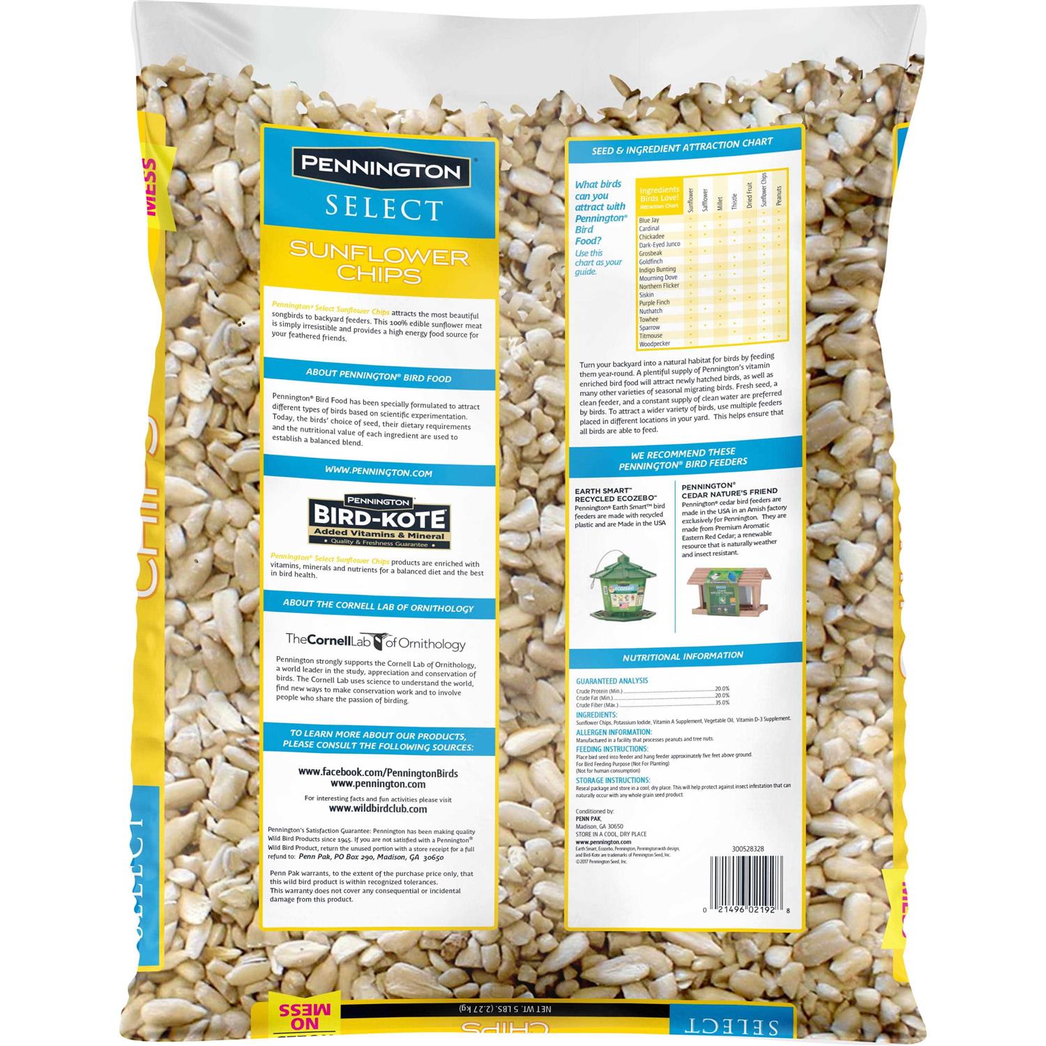Pennington Select Sunflower Chips, Dry Wild Bird Food and Seed