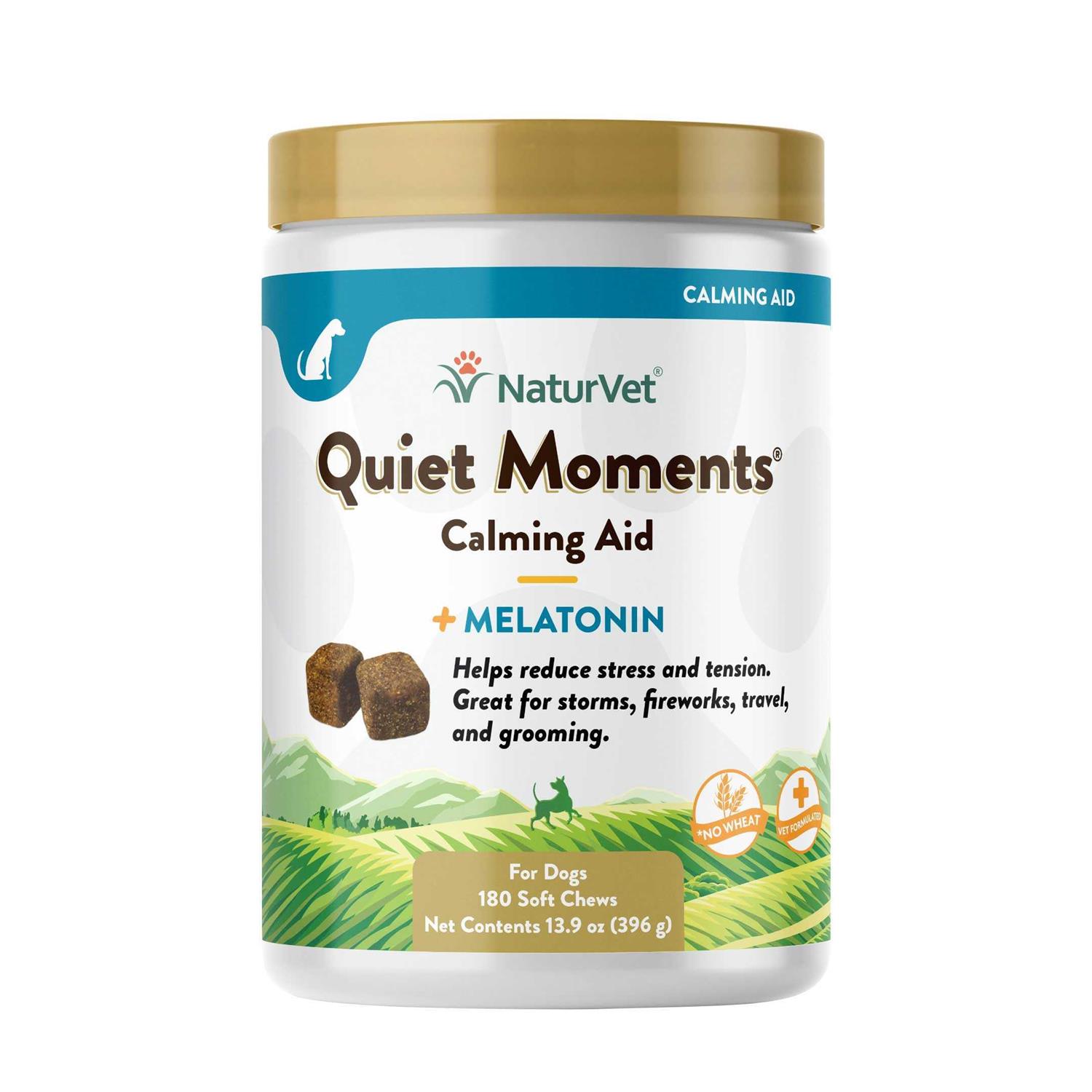 NaturVet Quiet Moments Calming Aid Plus Melatonin 180 Soft Chews