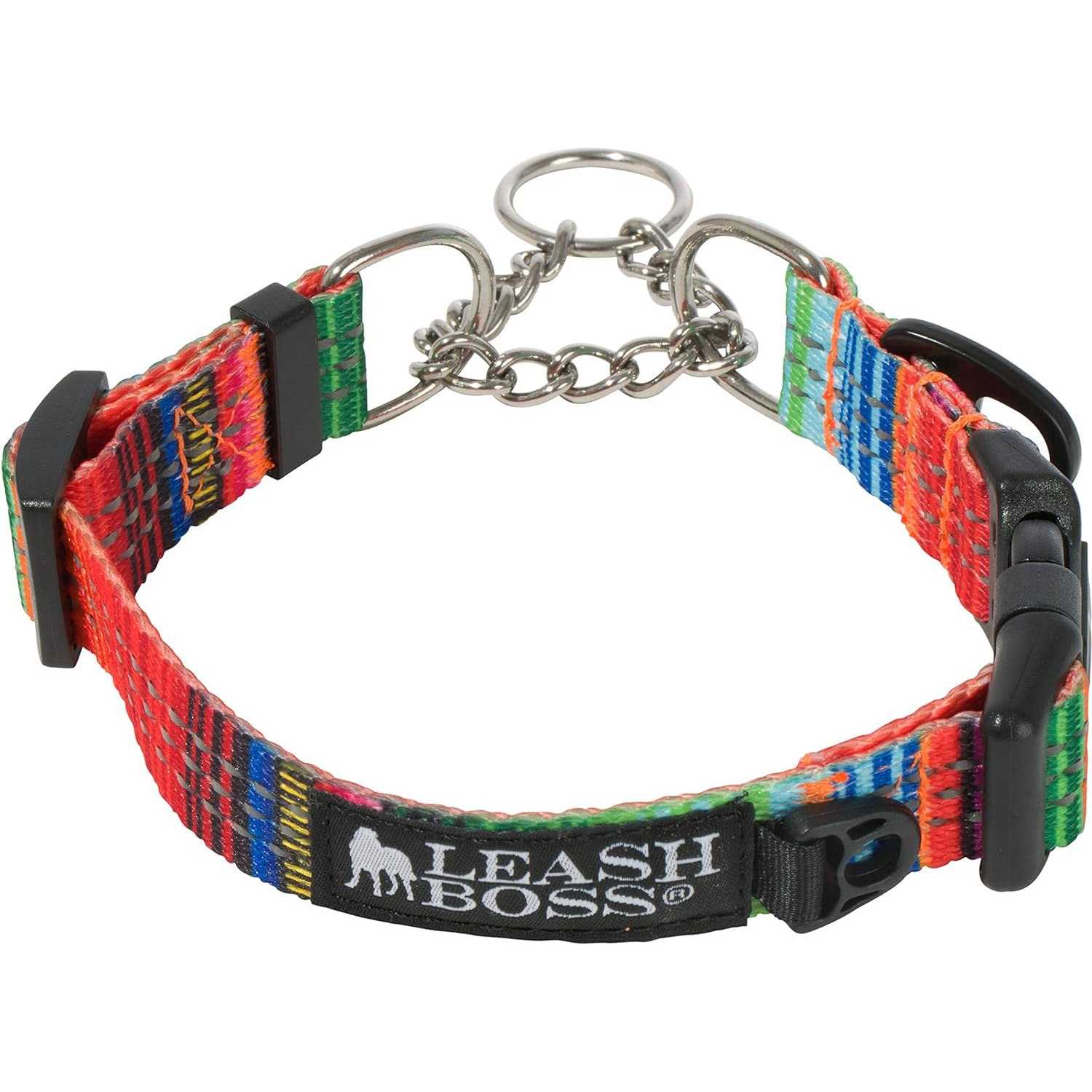 Leashboss Patterned Reflective Chain Martingale Dog collar
