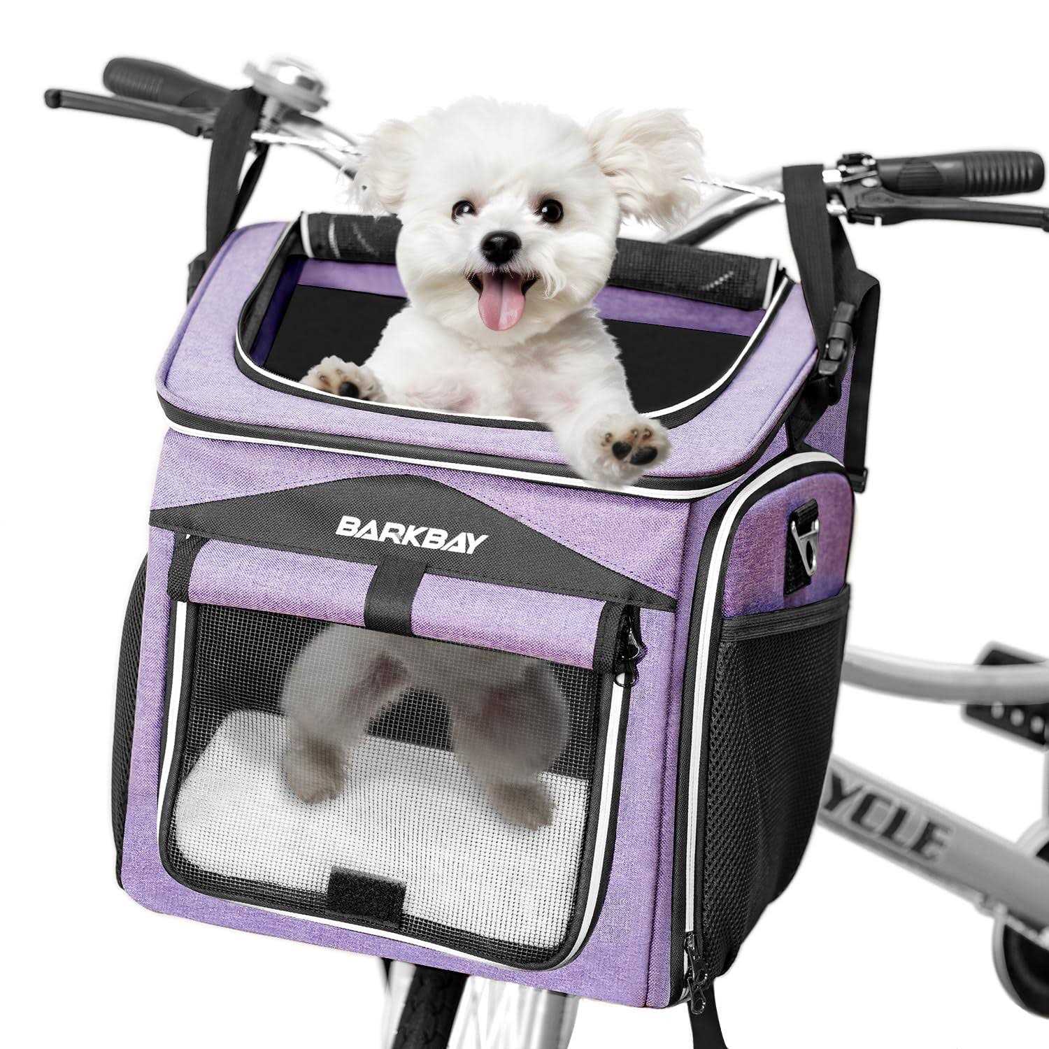 BARKBAY Dog Bike Basket Carrier Expandable Foldable Soft-Sided Dog Carrier