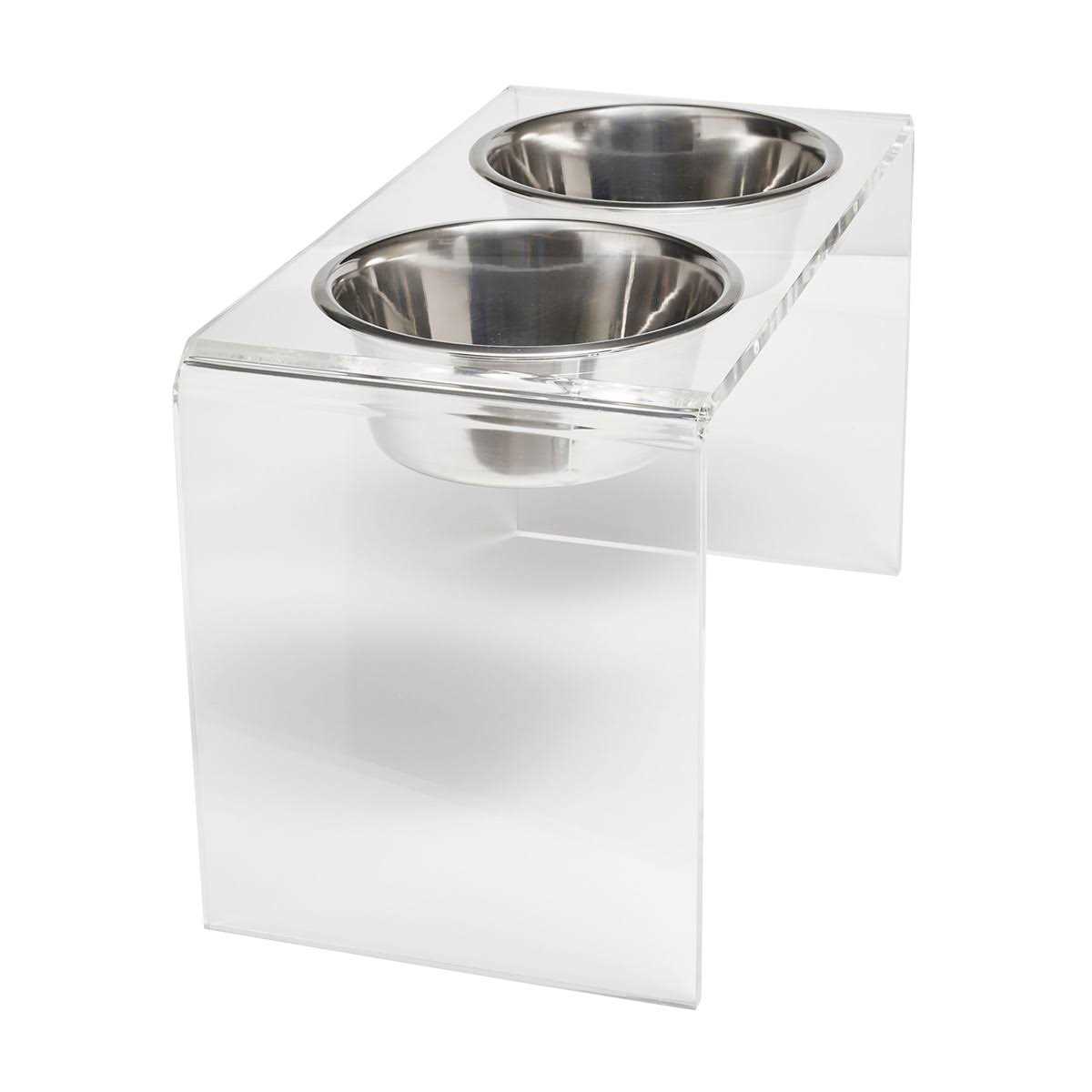 Hiddin Large Clear Double Bowl Pet Feeder