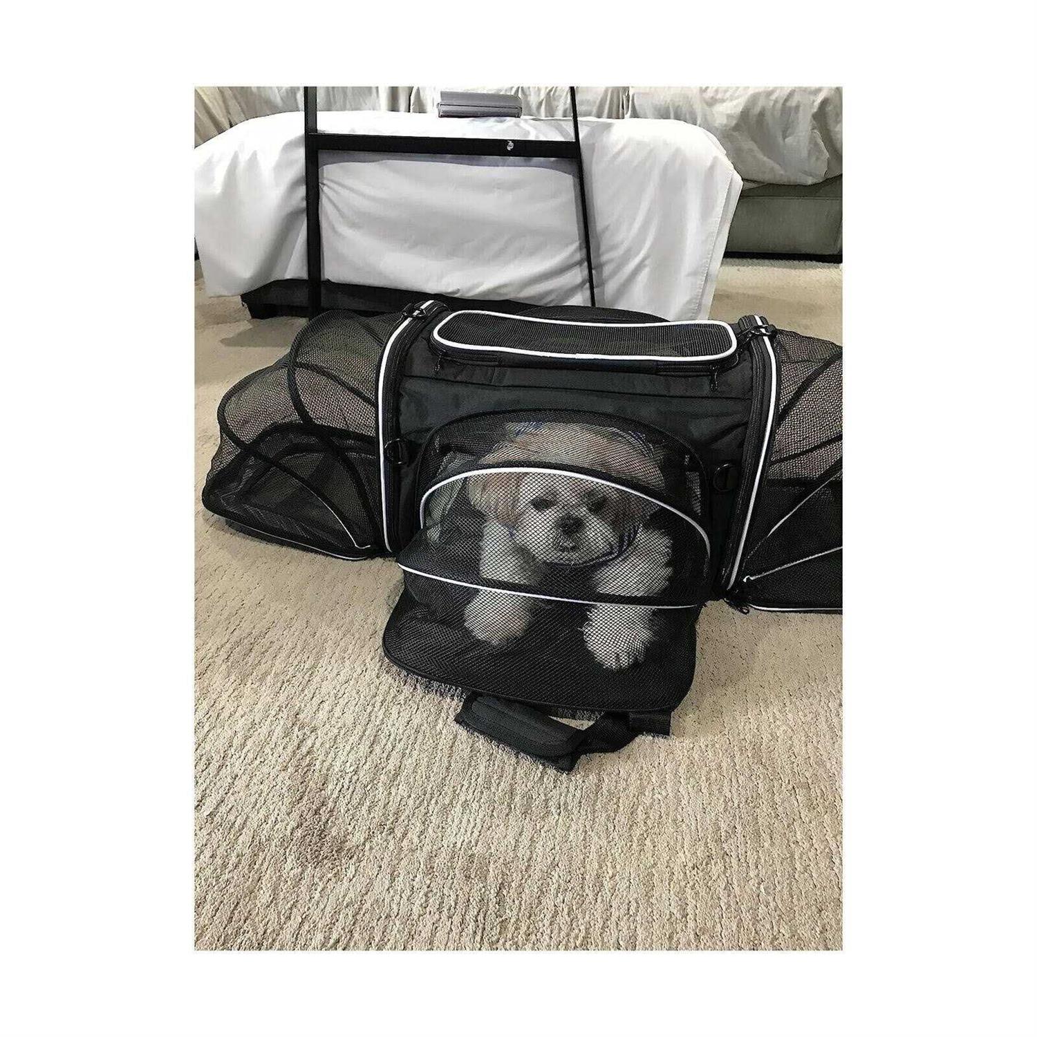 MASKEYON TSA Airline Approved Soft Sided Pet Carrier 4 Expandable Large Travel Carrier Collapsible with 3 Removable Washable