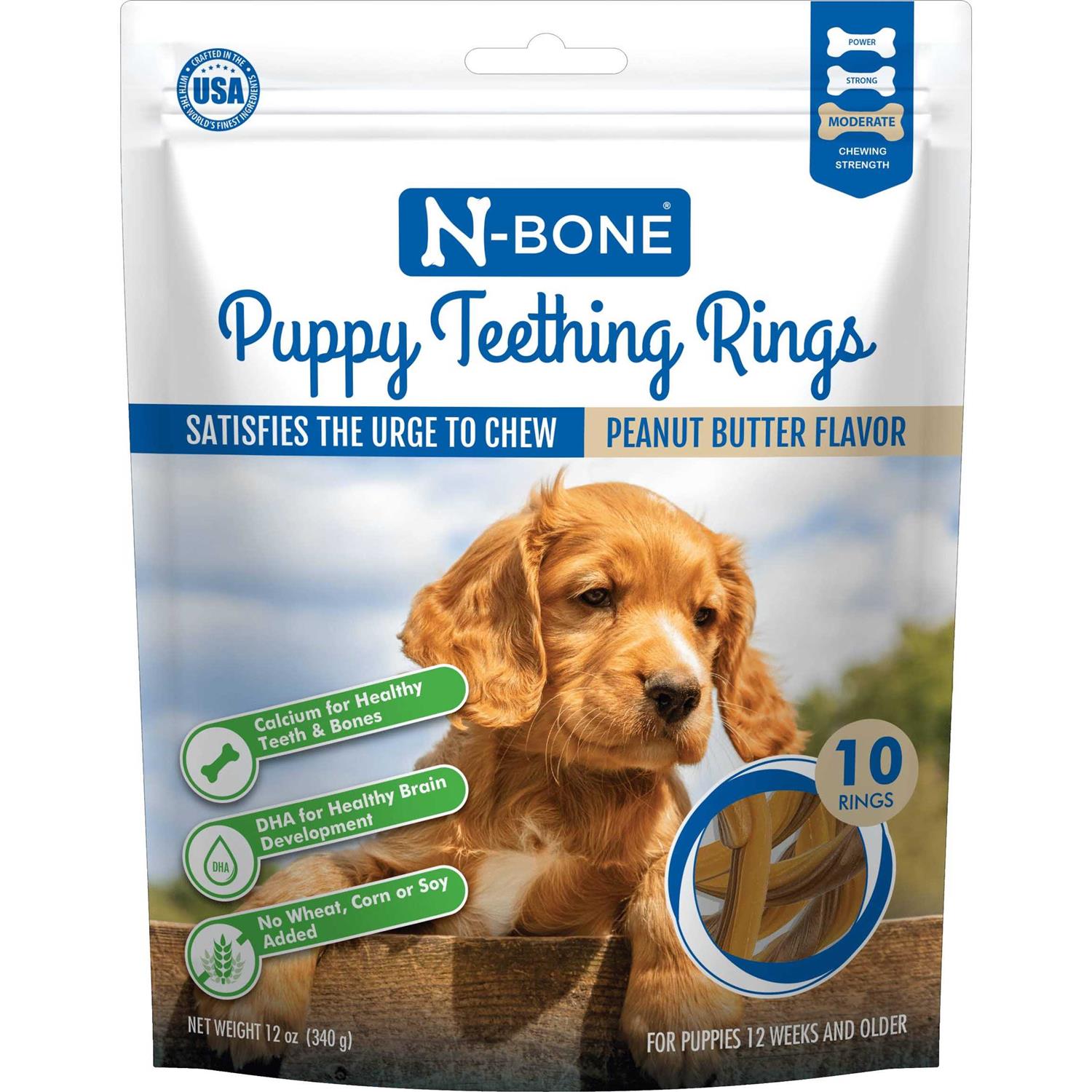 N-bone Puppy Teething Rings Peanut Butter Flavor 10 Treats