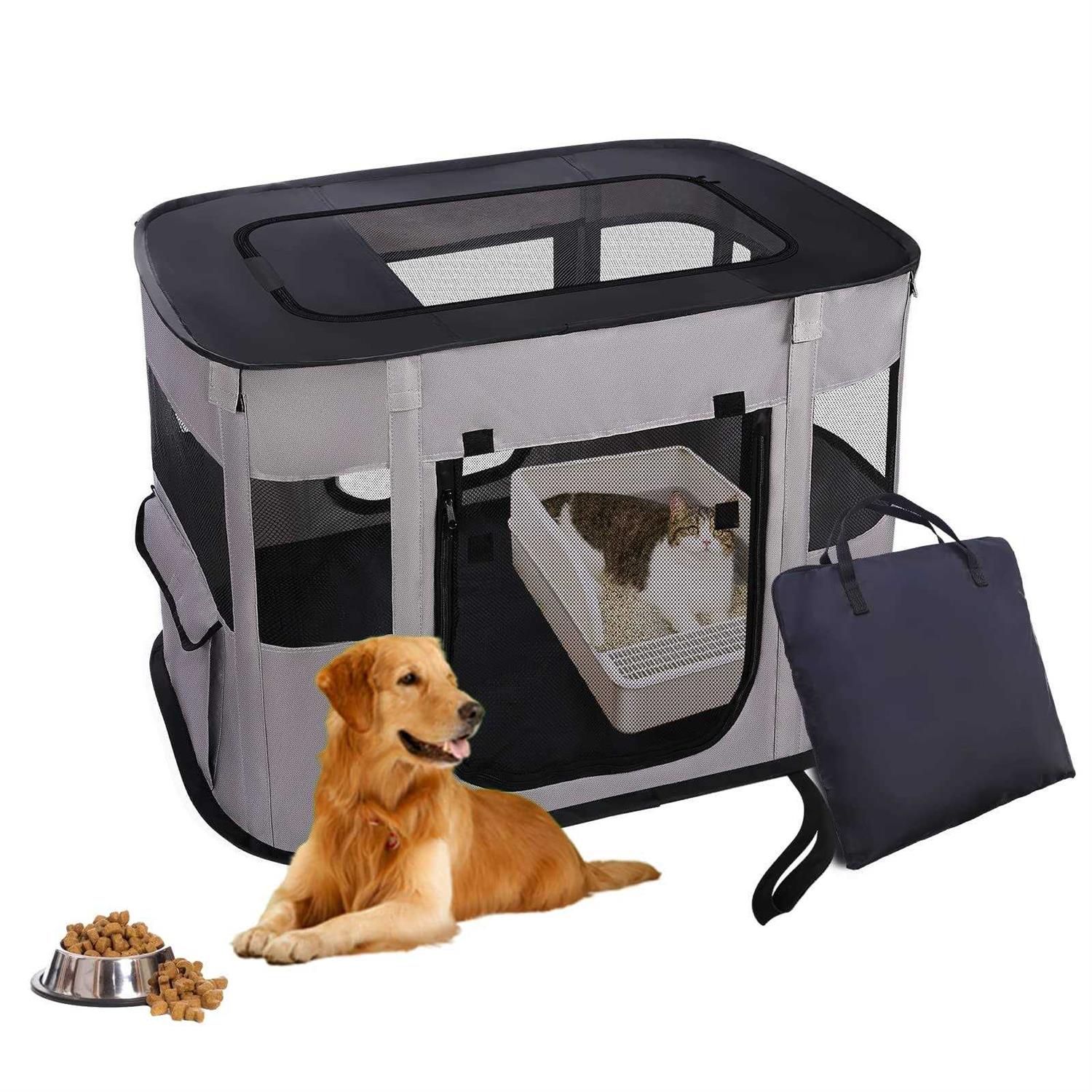 Portable Pet Playpen Collapsible Crates Kennel Playpen for Dog Puppy and Cat Kitten &Travel Playpen Outdoor or Indoor